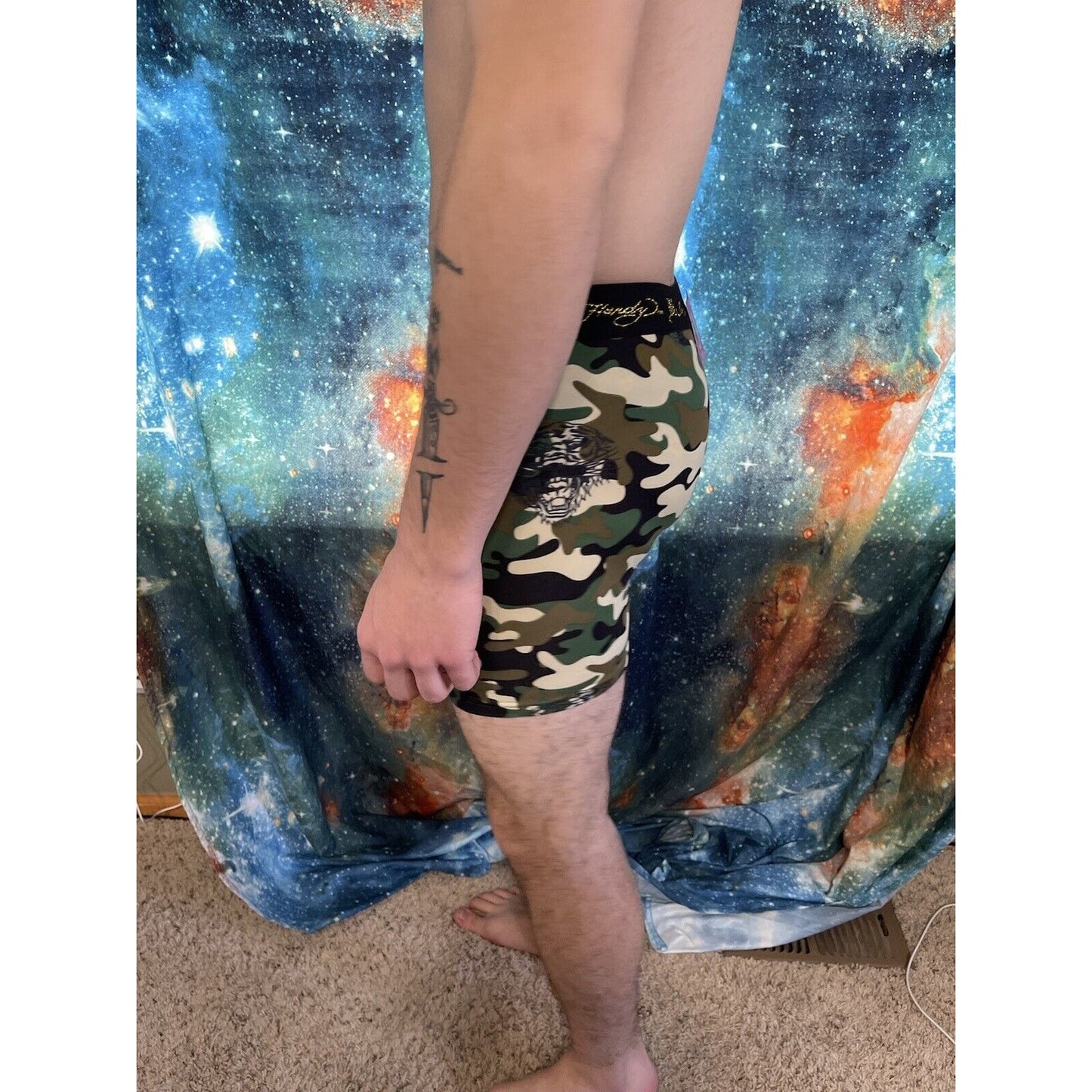 men's ed hardy camo tiger compression shorts medium New Unworn