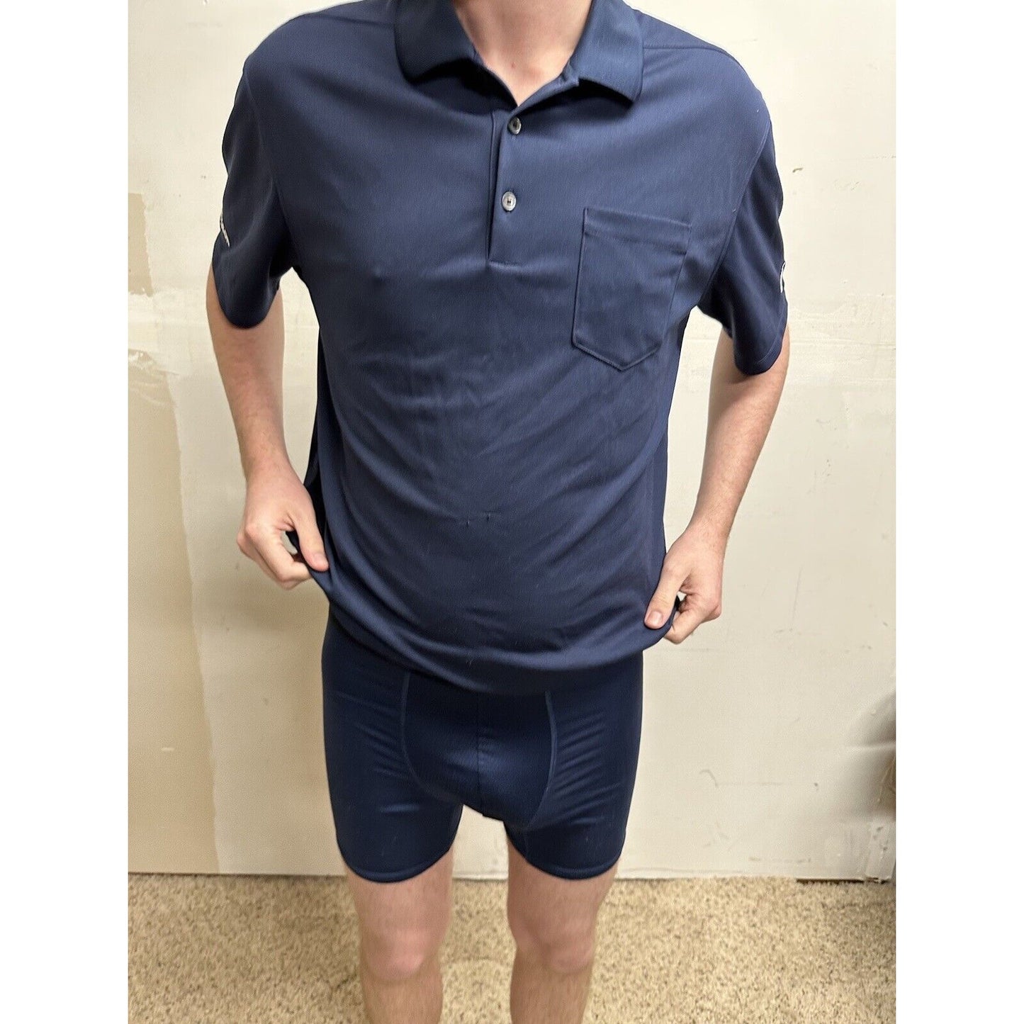 men’s nike large dark blue polo shirt mannington commercial
