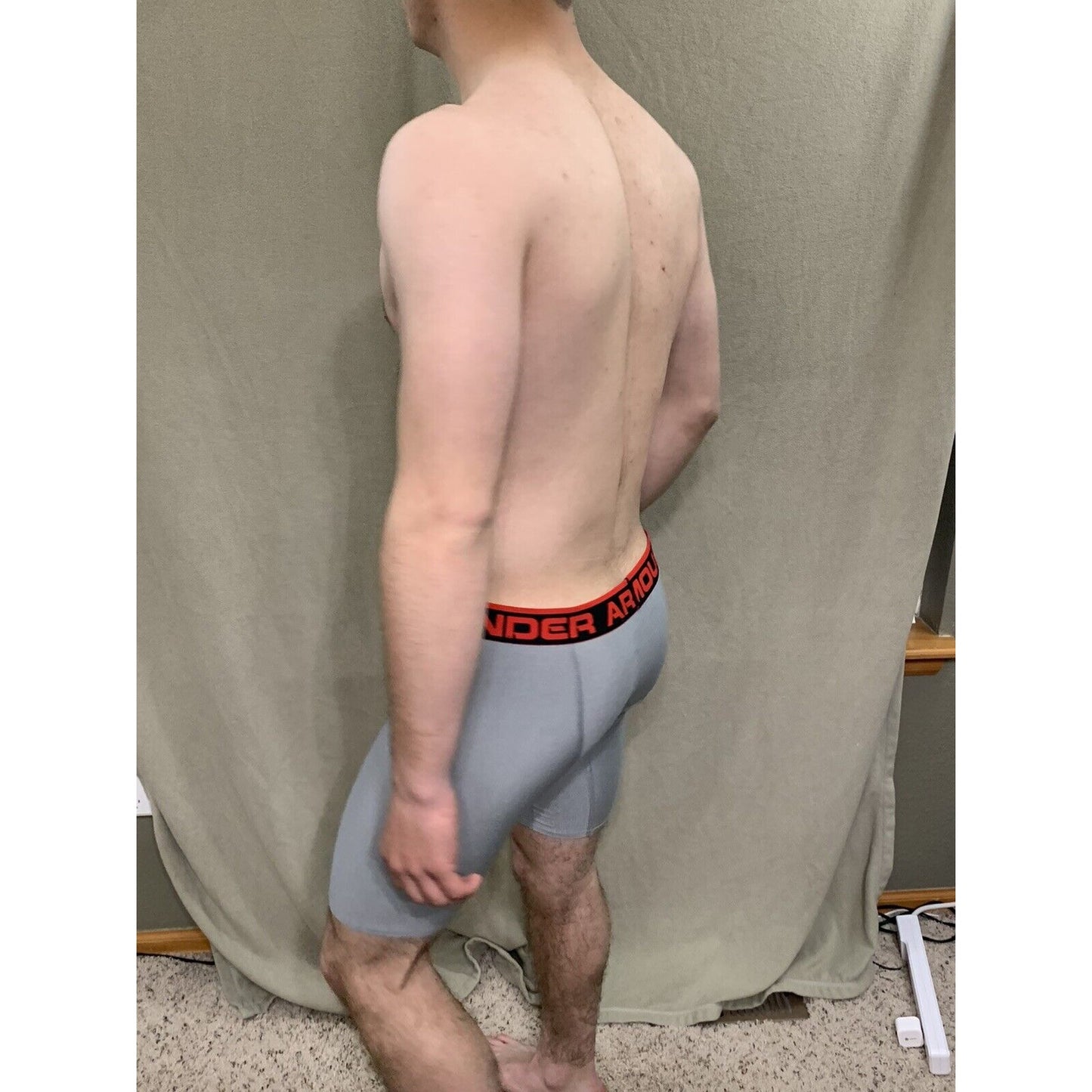 Men’s Gray With Black/Red Band under armour Ua boxerjock 6” Size Small
