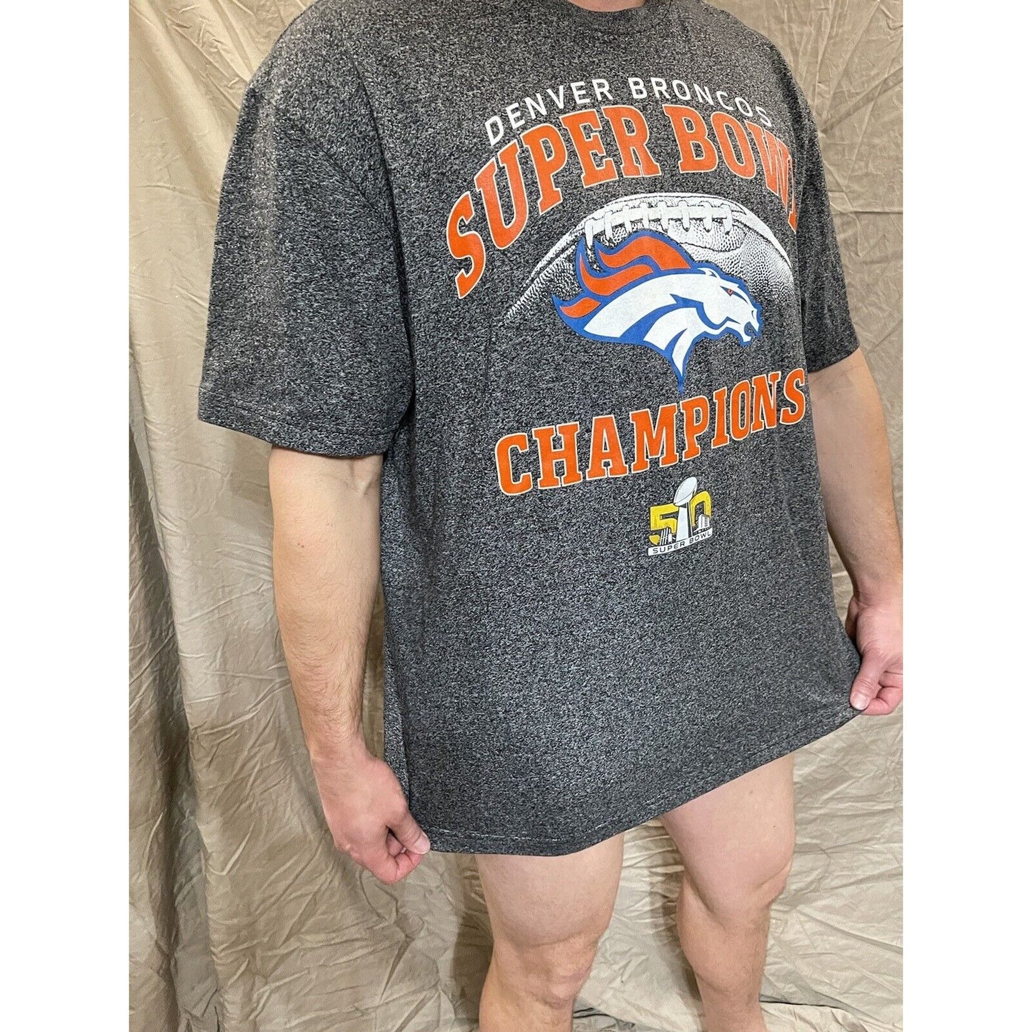 Men's 2XL Gray Denver Broncos Super Bowl 50 Champions