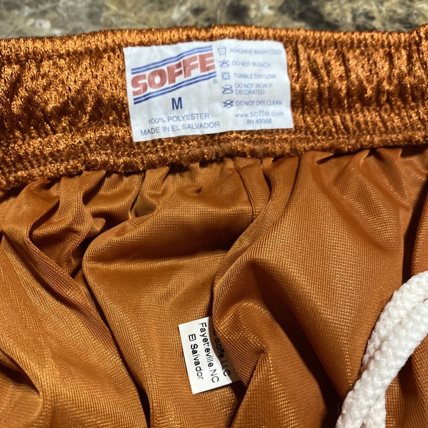Soffe Men’s Medium Burnt Orange Basketball Training Polyester Mesh Shorts