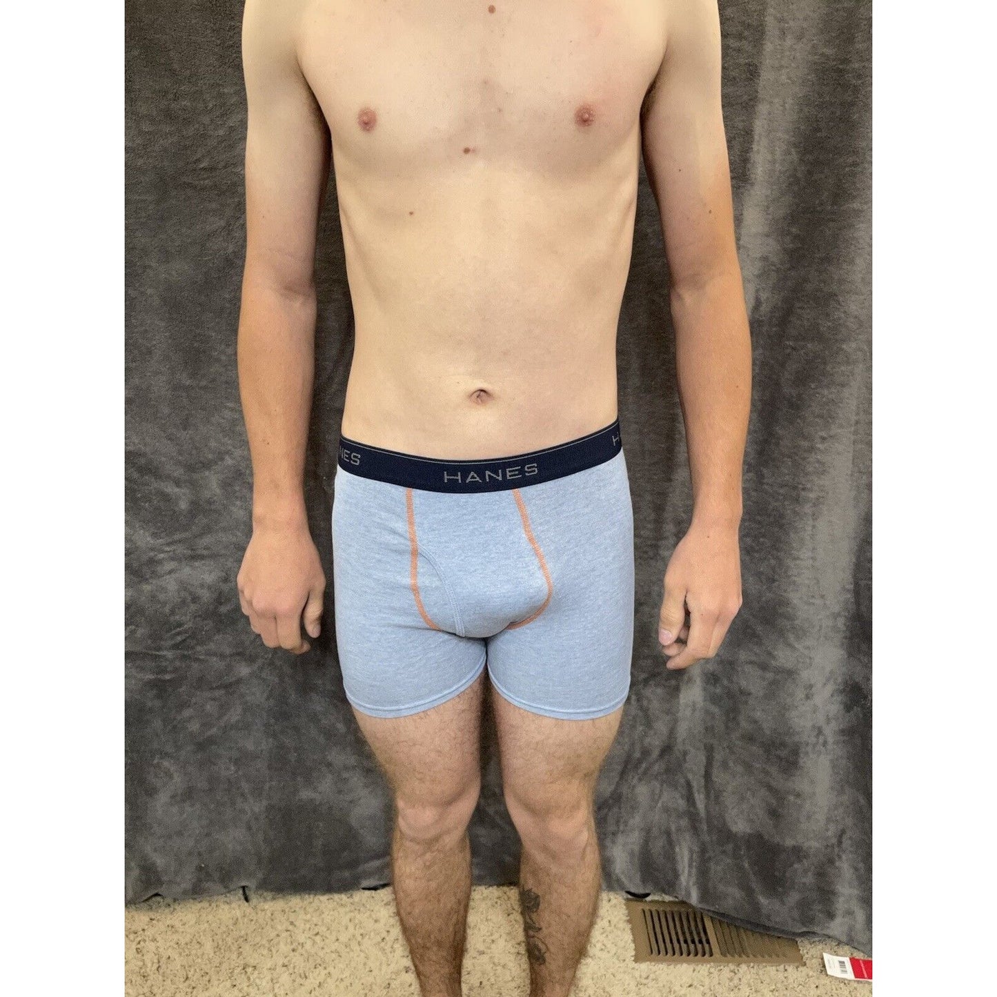 boy's Hanes youth XL Light Blue With Orange boxer brief