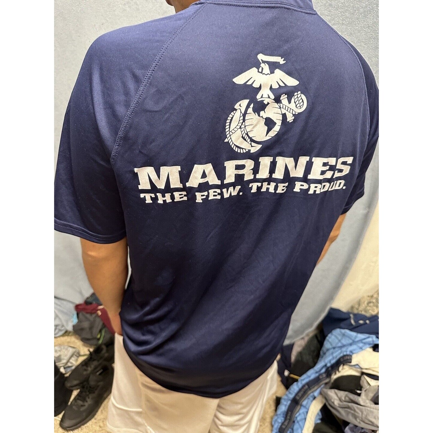 Men’s Athletic Dark Blue Large Marines Compression Tshirt