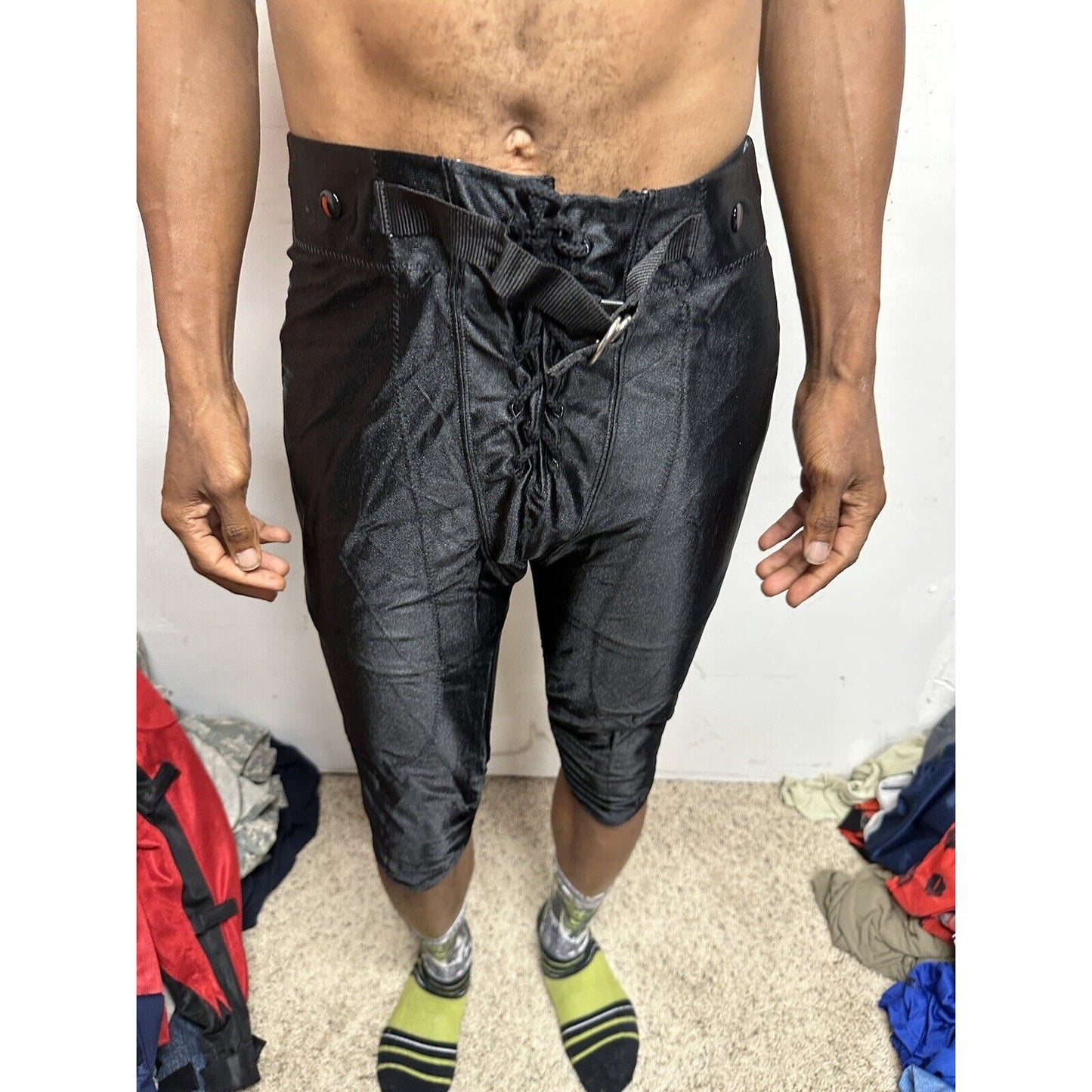 Men’s Black Xl 34-36 Football Pants One Snap Missing