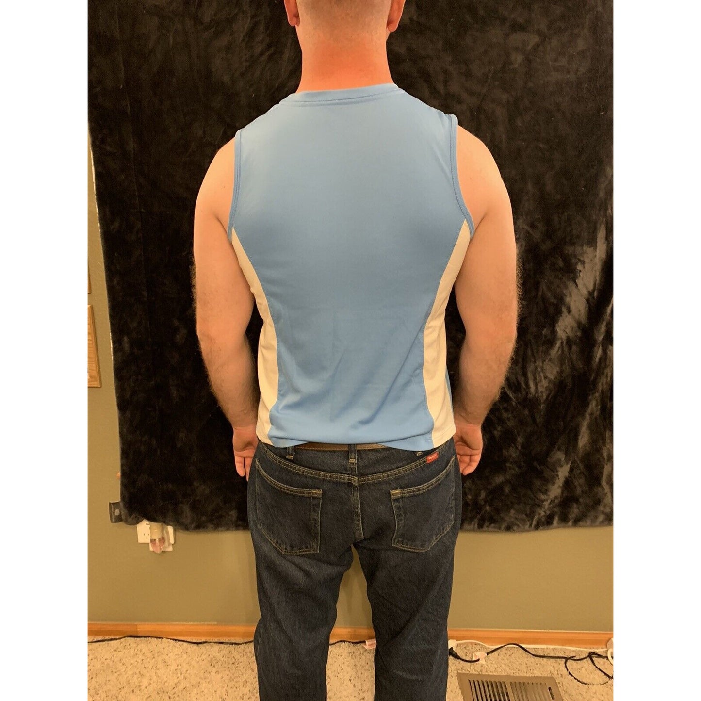 Champion Blue/White Tank Top Singlet Running Workout Mens Activewear XL