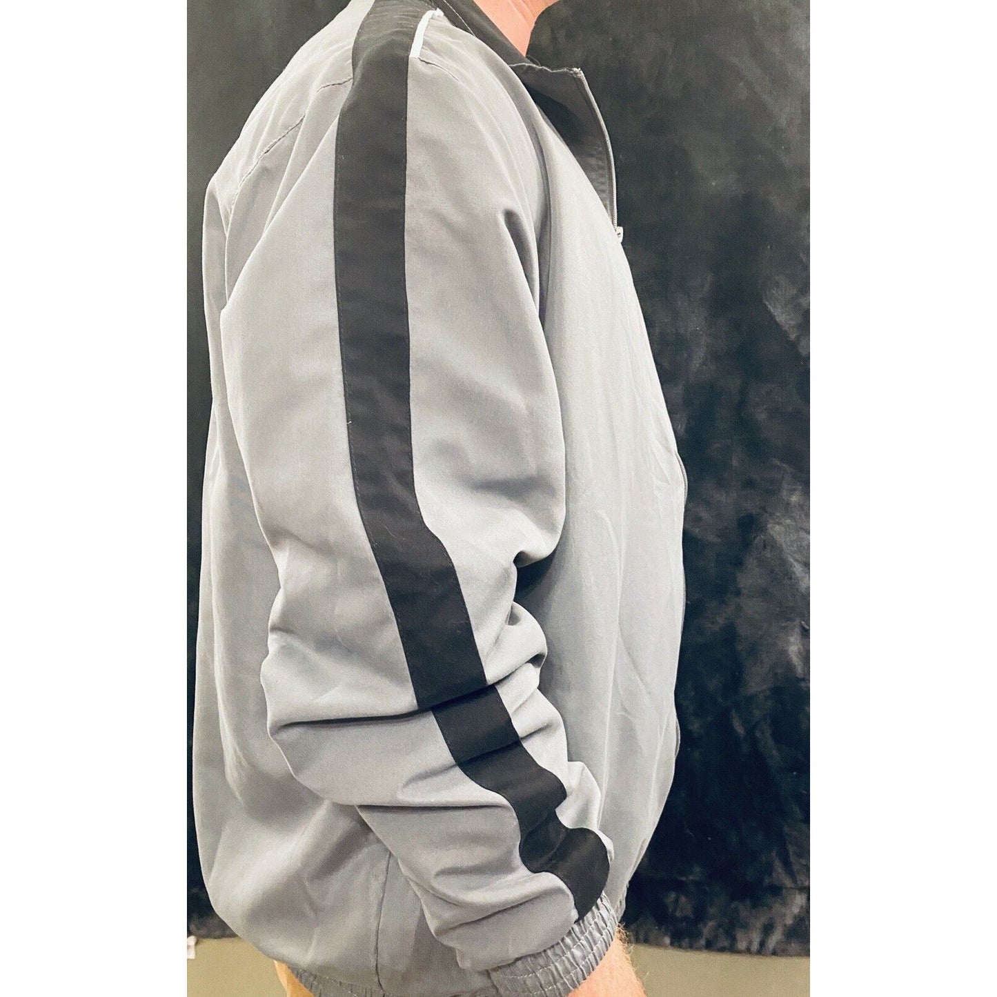 Russell Athletic Gray Windbreaker Full-Zip Jacket Men Size XL Polyester