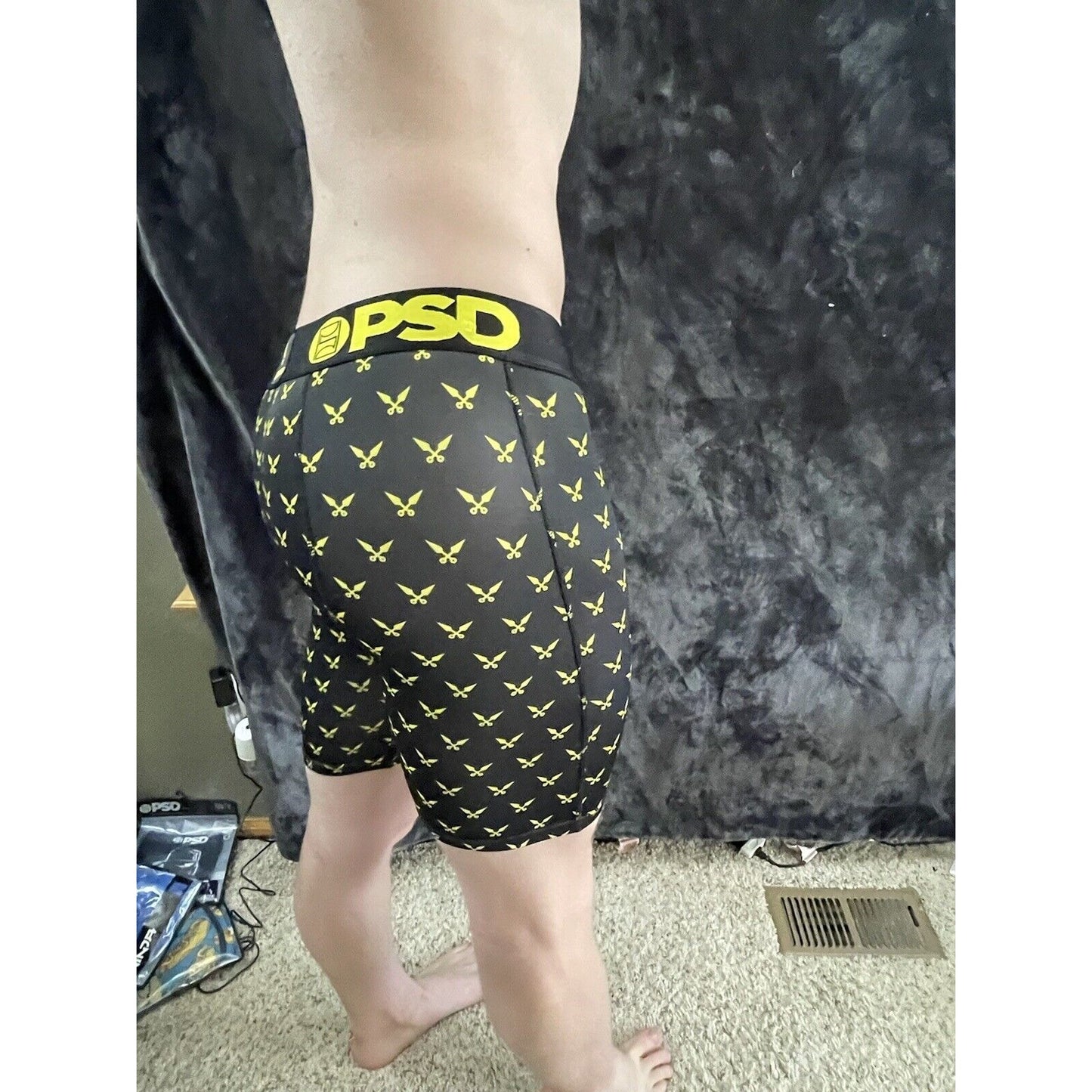 Men’s PSD Black and Yellow Ninja Boxer Briefs Medium