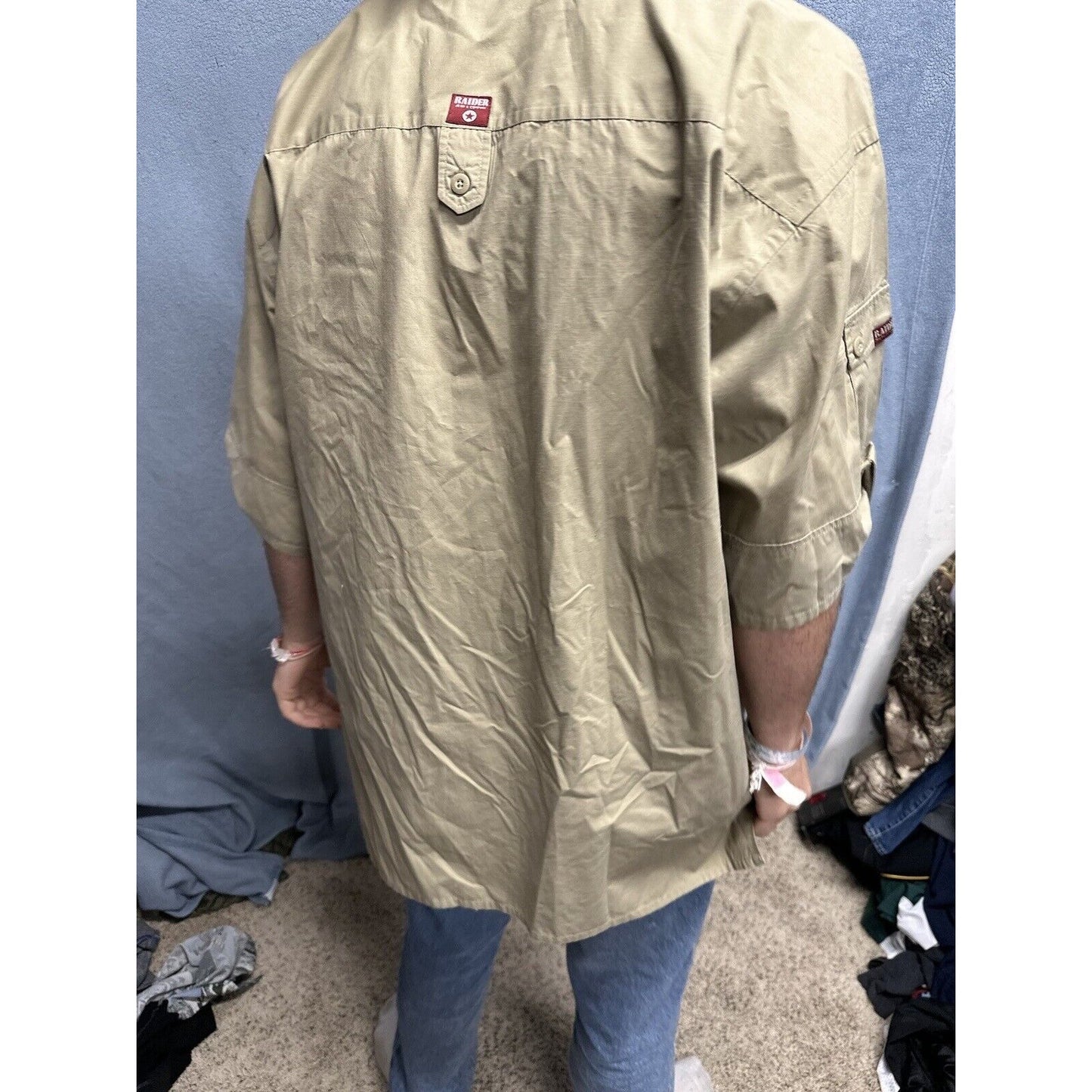 Men’s Khaki Raider Jean Company Large Short Sleeve Button Up Shirt
