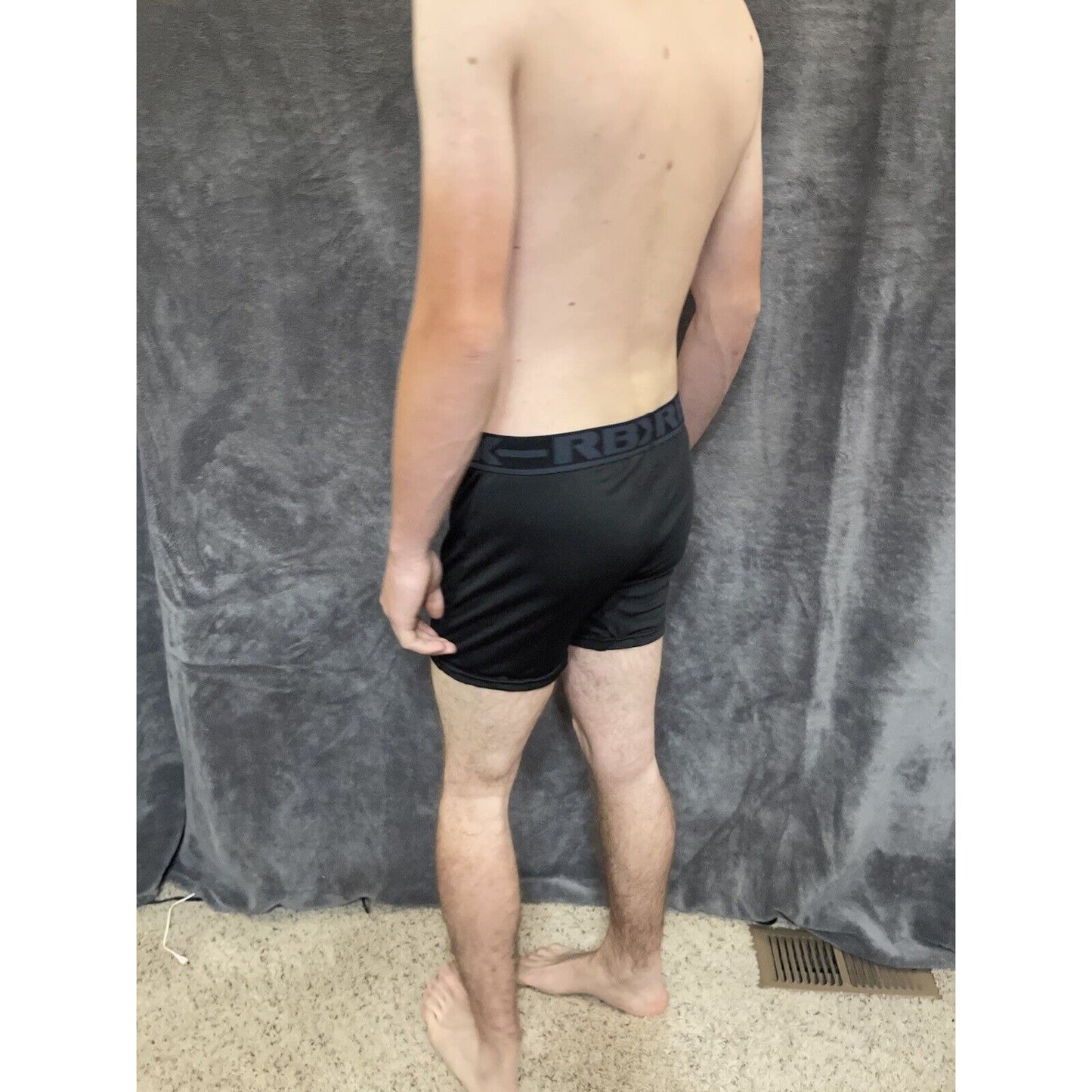 men's Black with Black Band RBX large compression boxer briefs 10% spandex