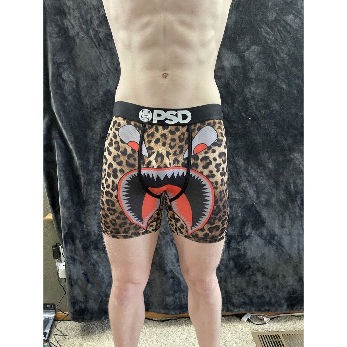 Men’s PSD Cheetah Pattern Angry Face Boxer Briefs Large
