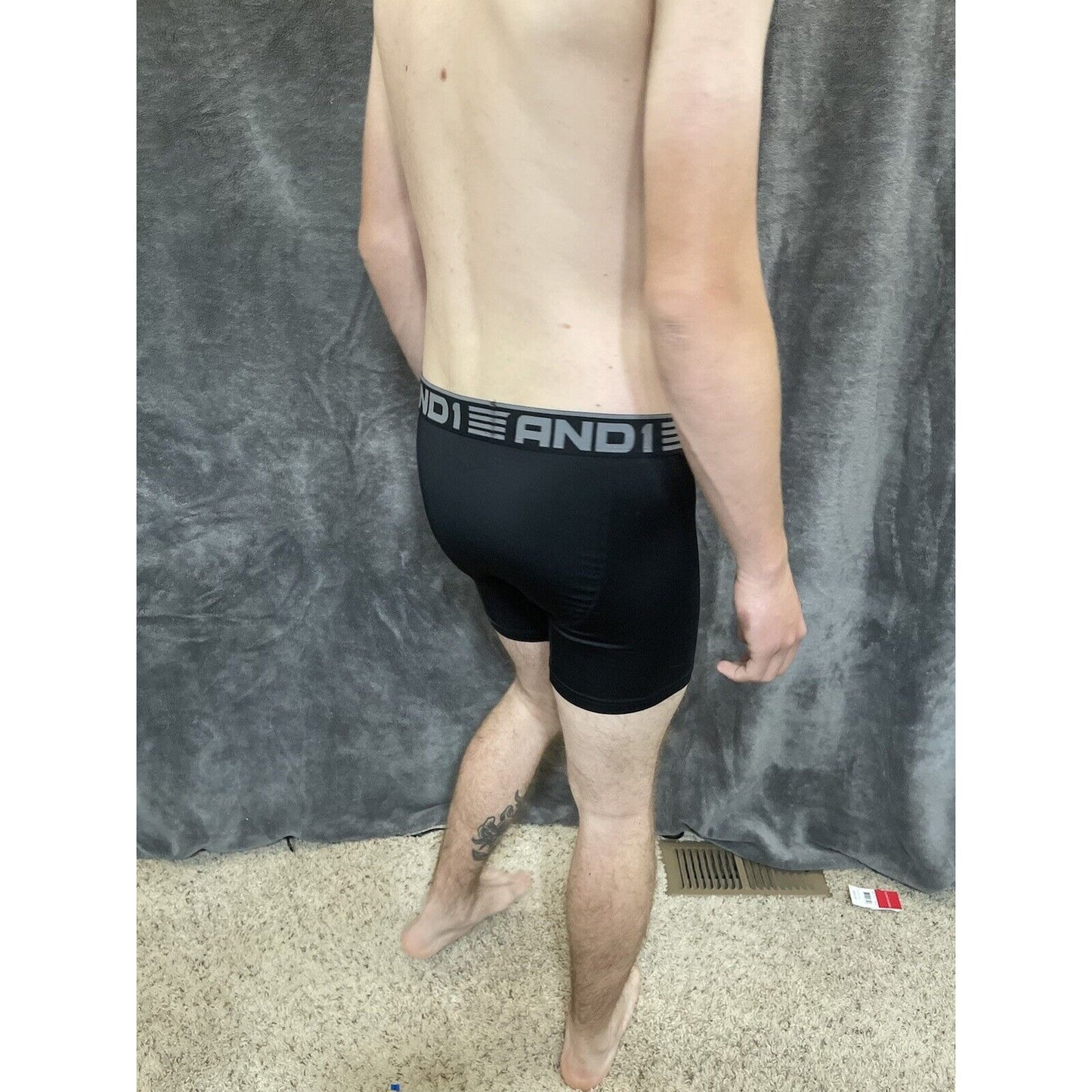 men's and1 medium black 10% spandex compression boxer brief