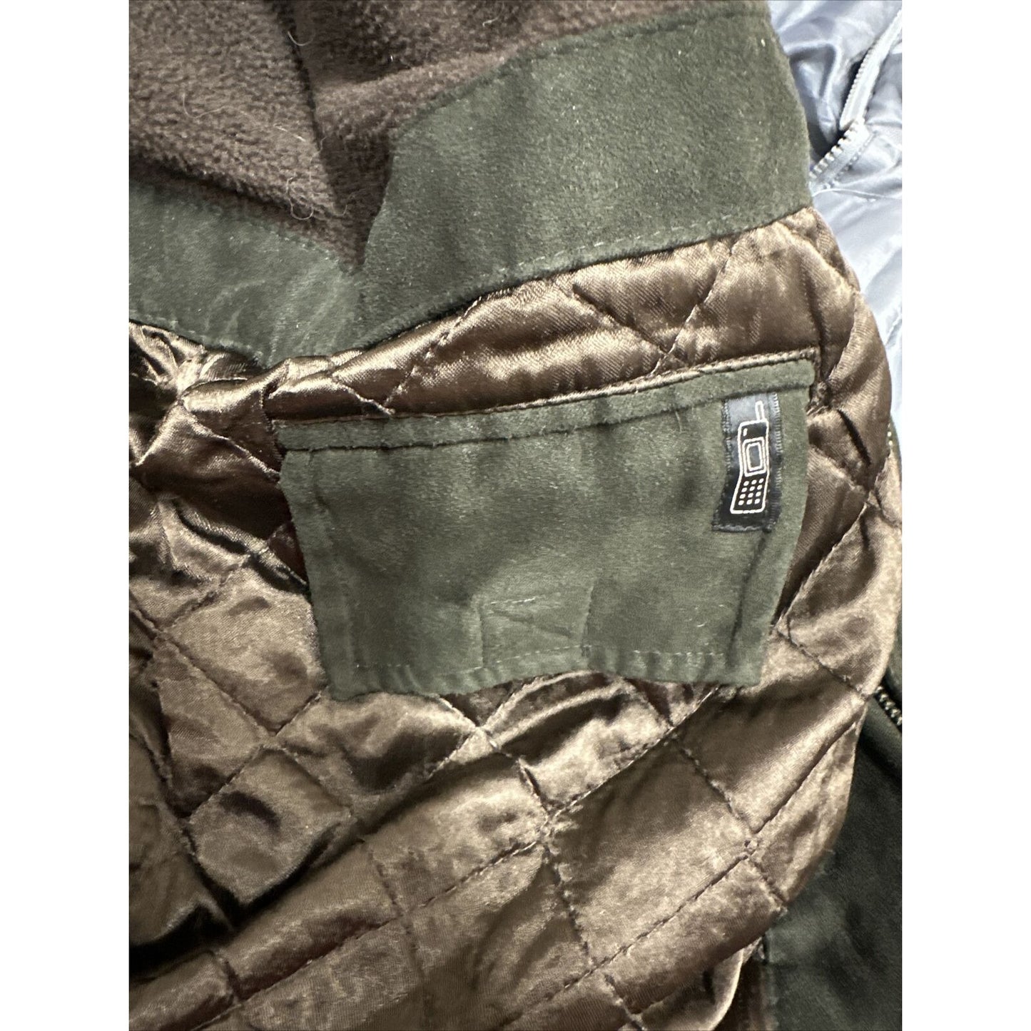 Men’s Forest Green Weather Report Full Zip Jacket Poly Suede Look