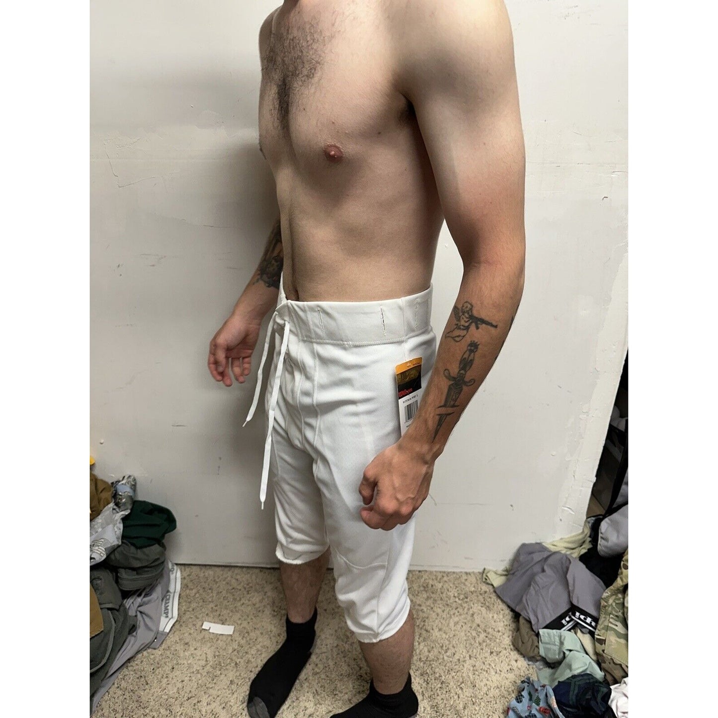 Men’s White Wilson Football Pants Large