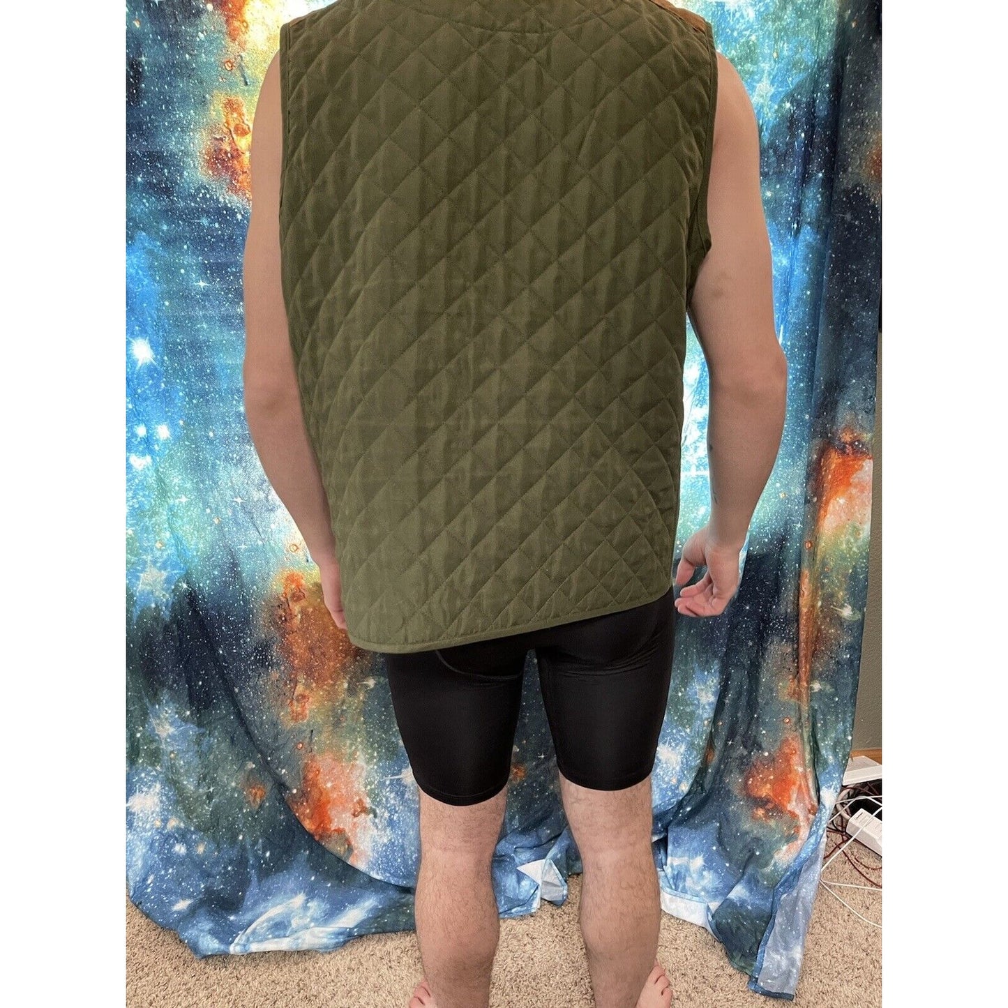 Men's Chaps Denim sleeveless vest brown and olive green Size 1X
