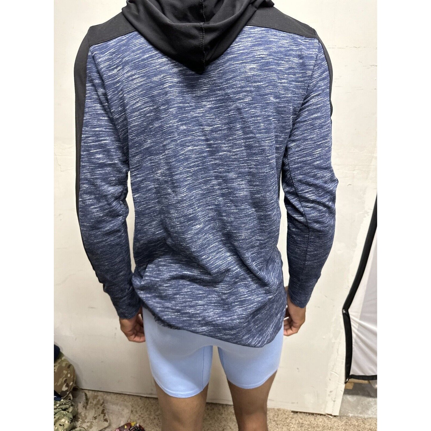 Men’s Blue And Black Boyfriend Hoodie Large Full Zip