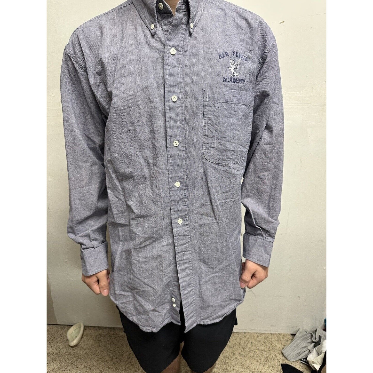 Men’s Blue Vantage Medium Long Sleeve Button Up Air Force Academy USAFA Shirt