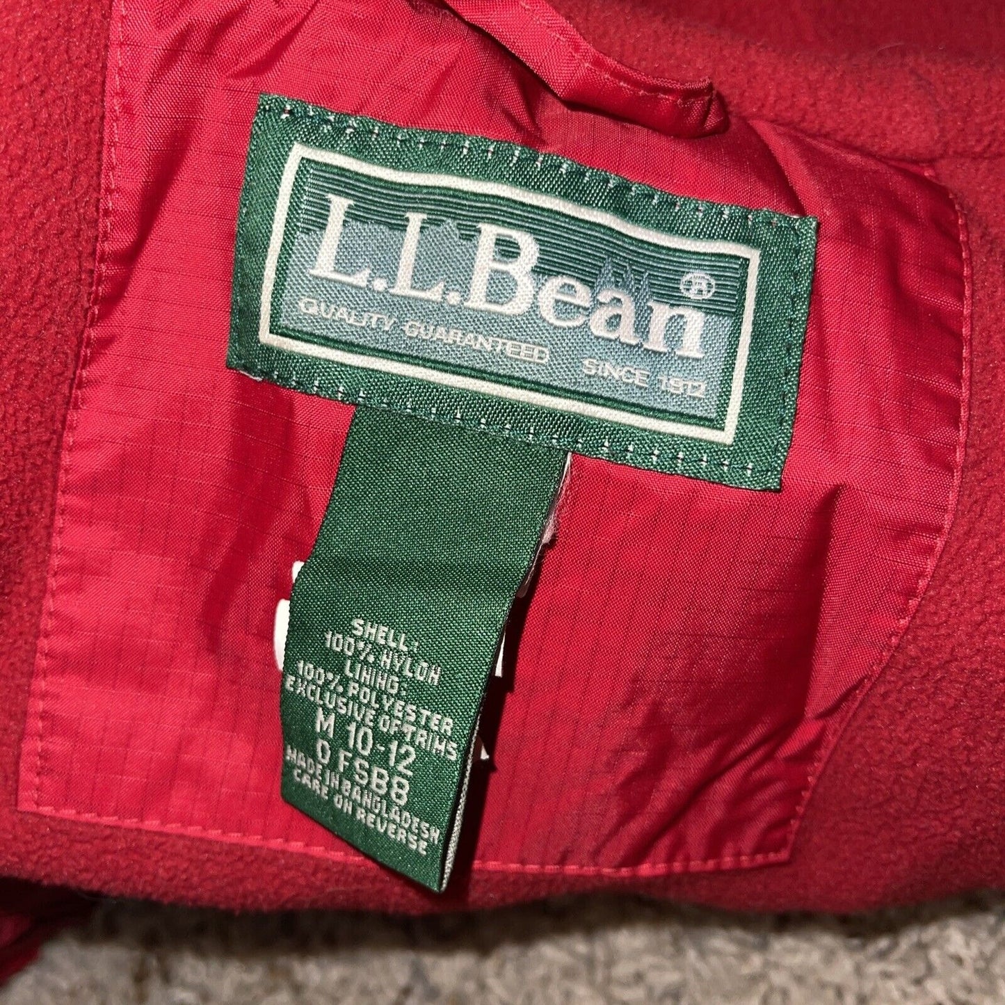 boy's L.L. Bean nylon poly medium 10-12 red jacket
