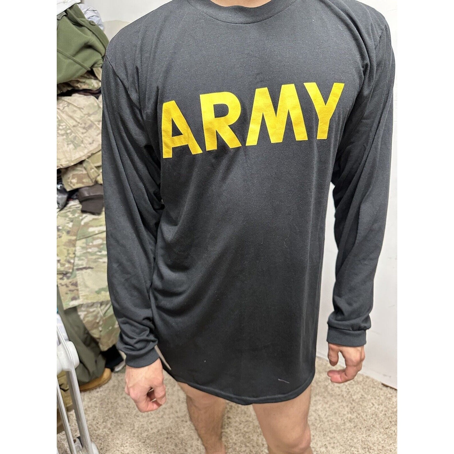 Men’s Black Medium Army Long Sleeve Apfu Fitness Uniform