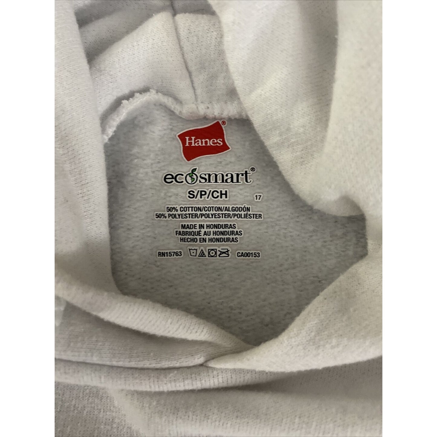 Hanes Ecosmart Men’s Small CSDC White Cotton-blend Hoodie Sweatshirt