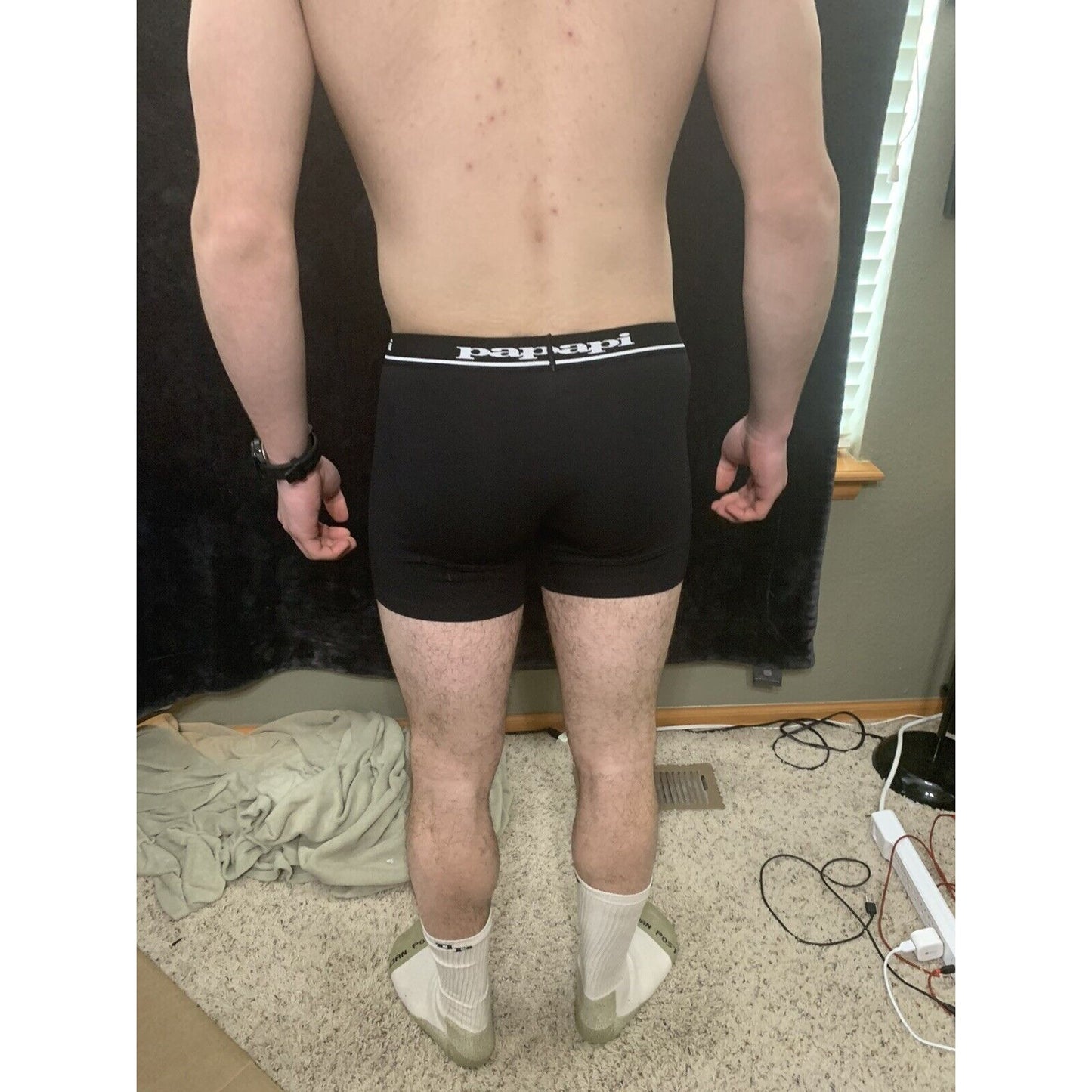 Men’s Papi Medium Boxer Briefs Black 5% Spandex