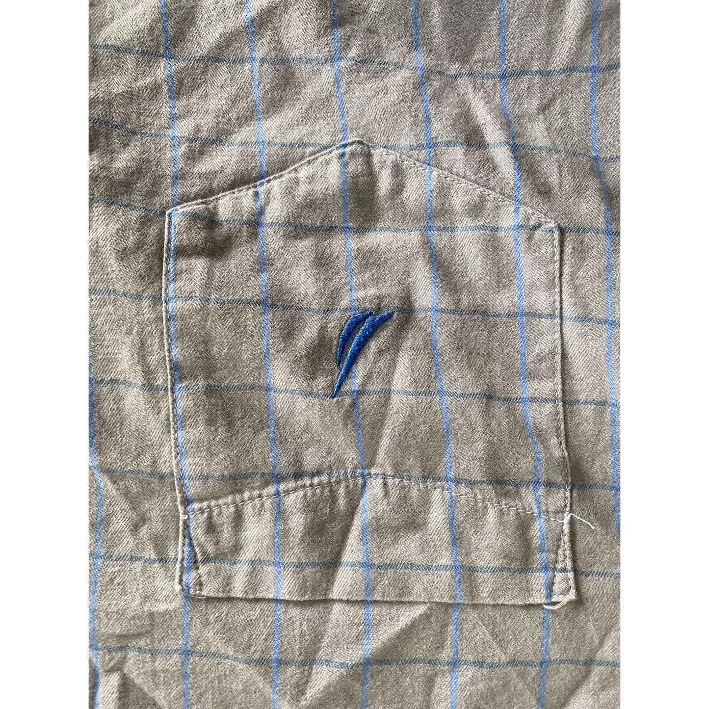 Nautica Sleepwear Gray Blue Plaid Men’s Large Cotton Button-down Shirt