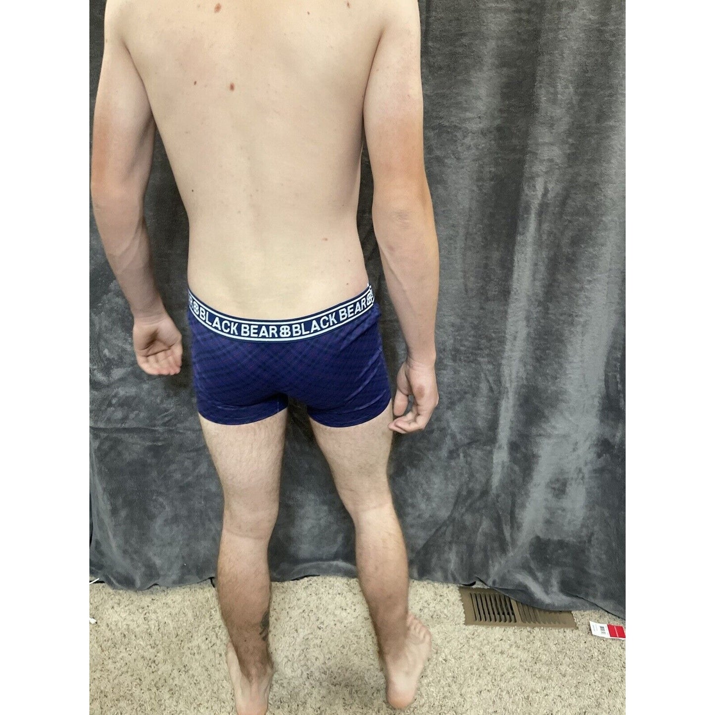 men's medium athletic trunk style black bear boxer brief Blue, Black, Red Plaid