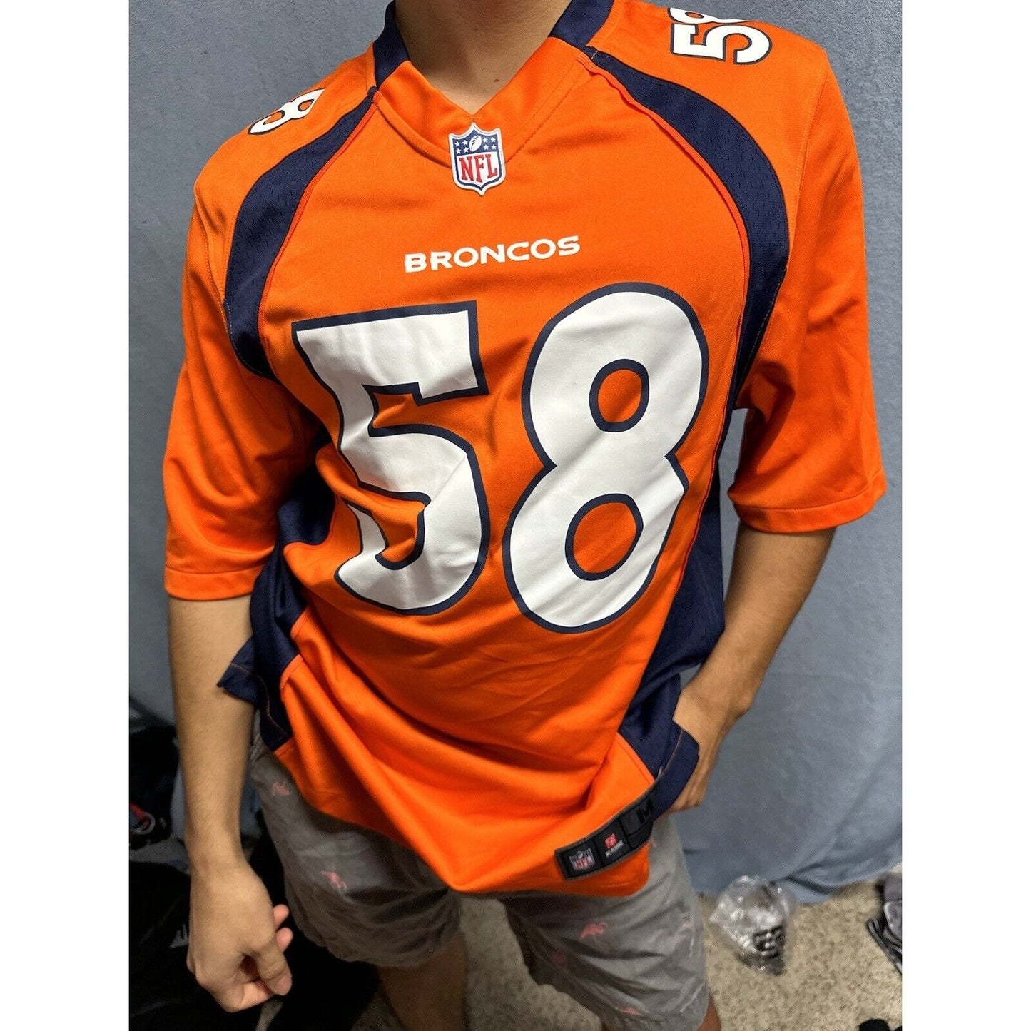 Men’s Denver Broncos Orange NFL Medium On Field Nike Football Jersey #58 Miller