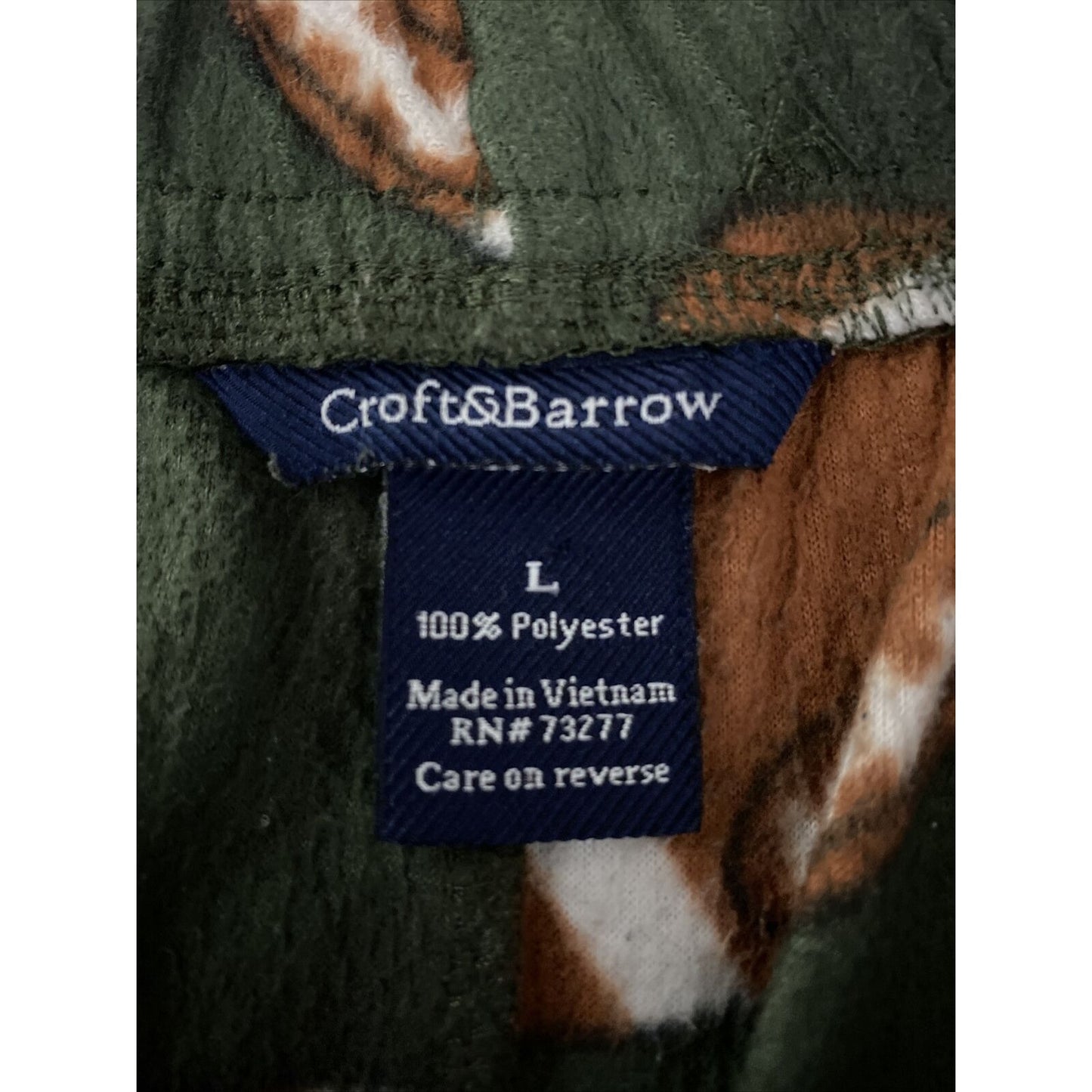 Croft & Barrow Men’s Large Green Football Polyester Fleece Pajama Lounge Pants