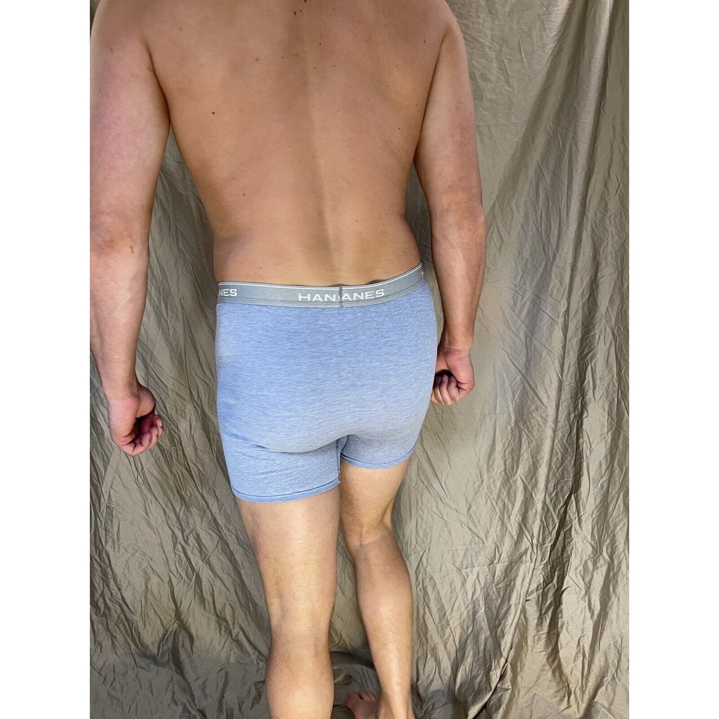 men's medium hanes light blue boxer brief