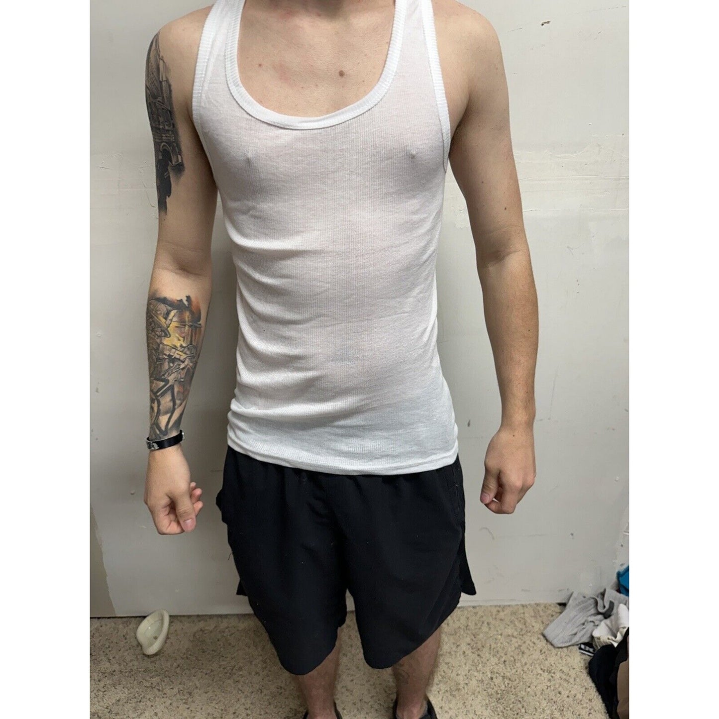 Men’s Small Spyder Muscle Shirt Tank Top White