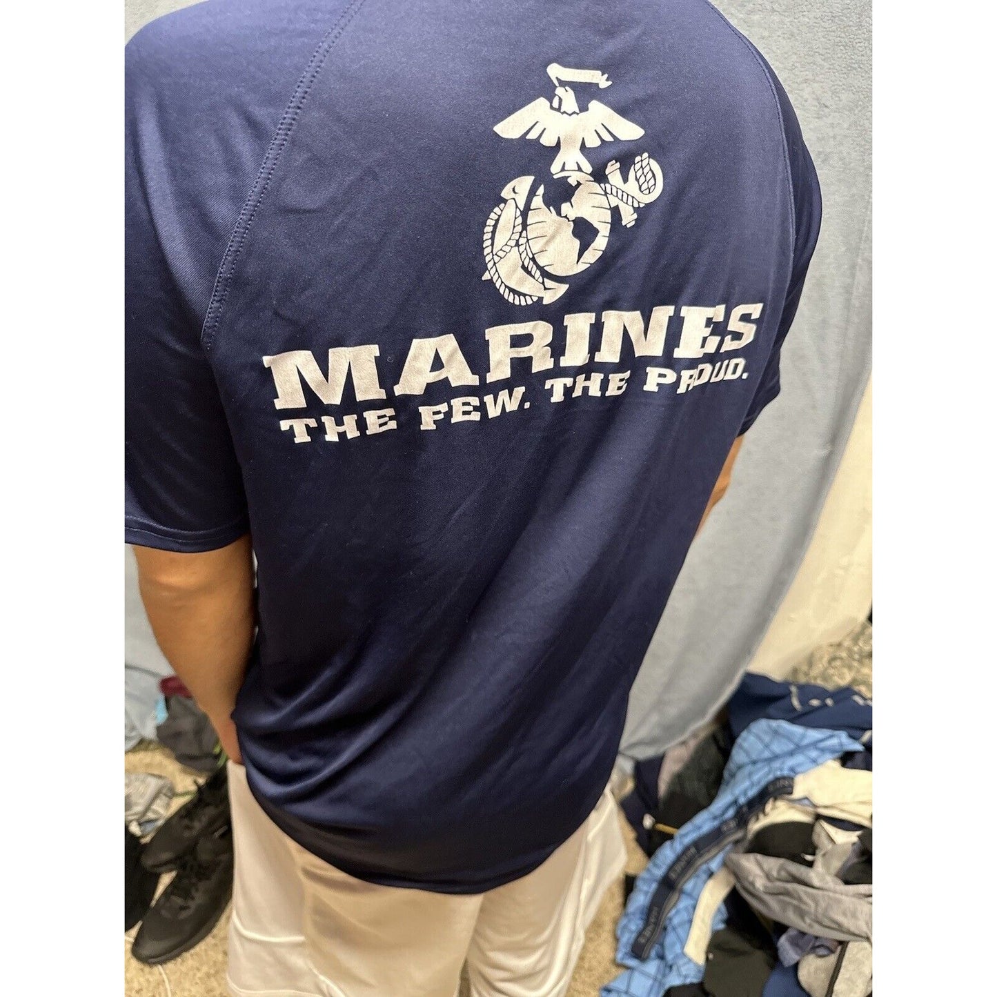 Men’s Athletic Dark Blue Large Marines Compression Tshirt