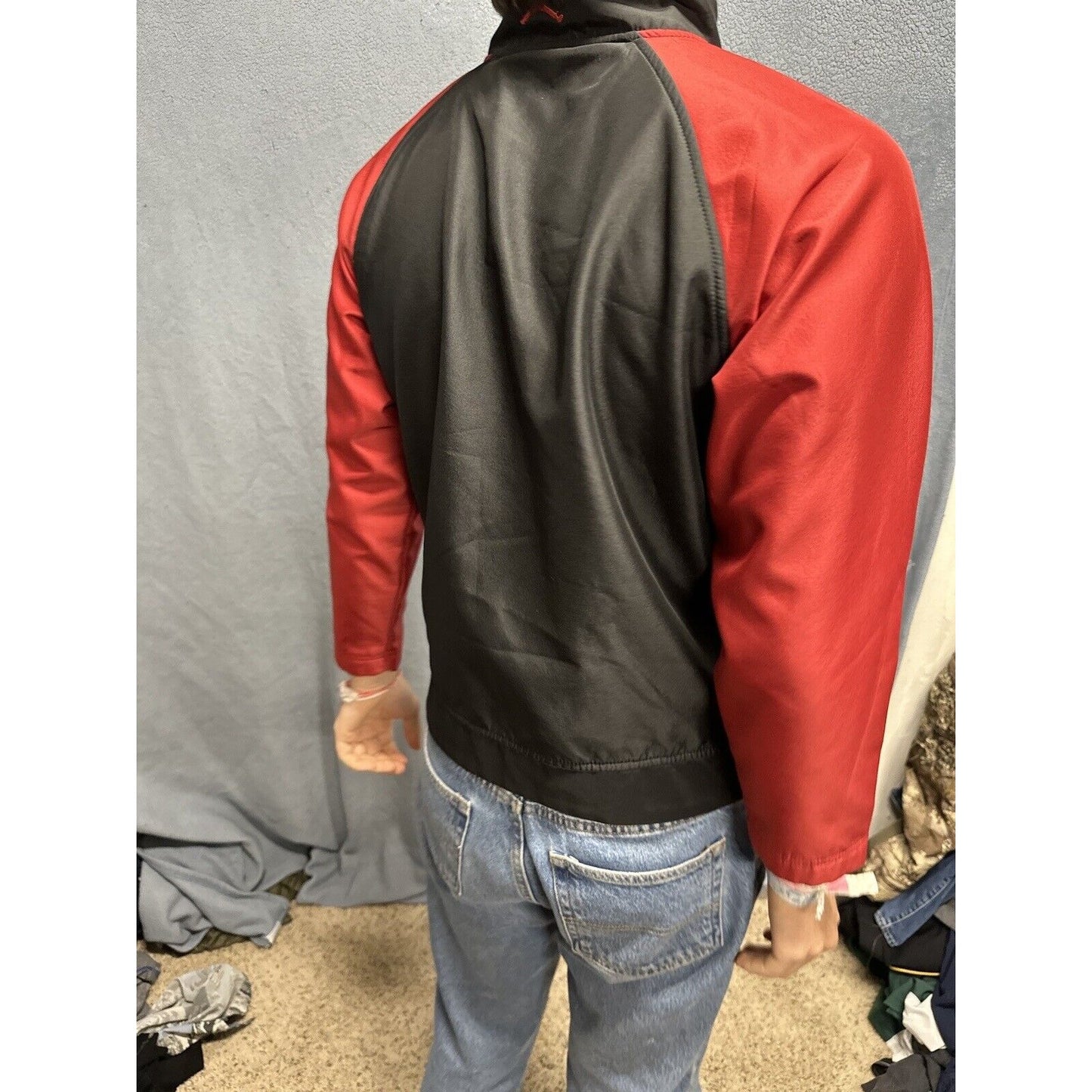 Boys Medium 12/14 AND1 Full Zip Jacket Red Black Polyester