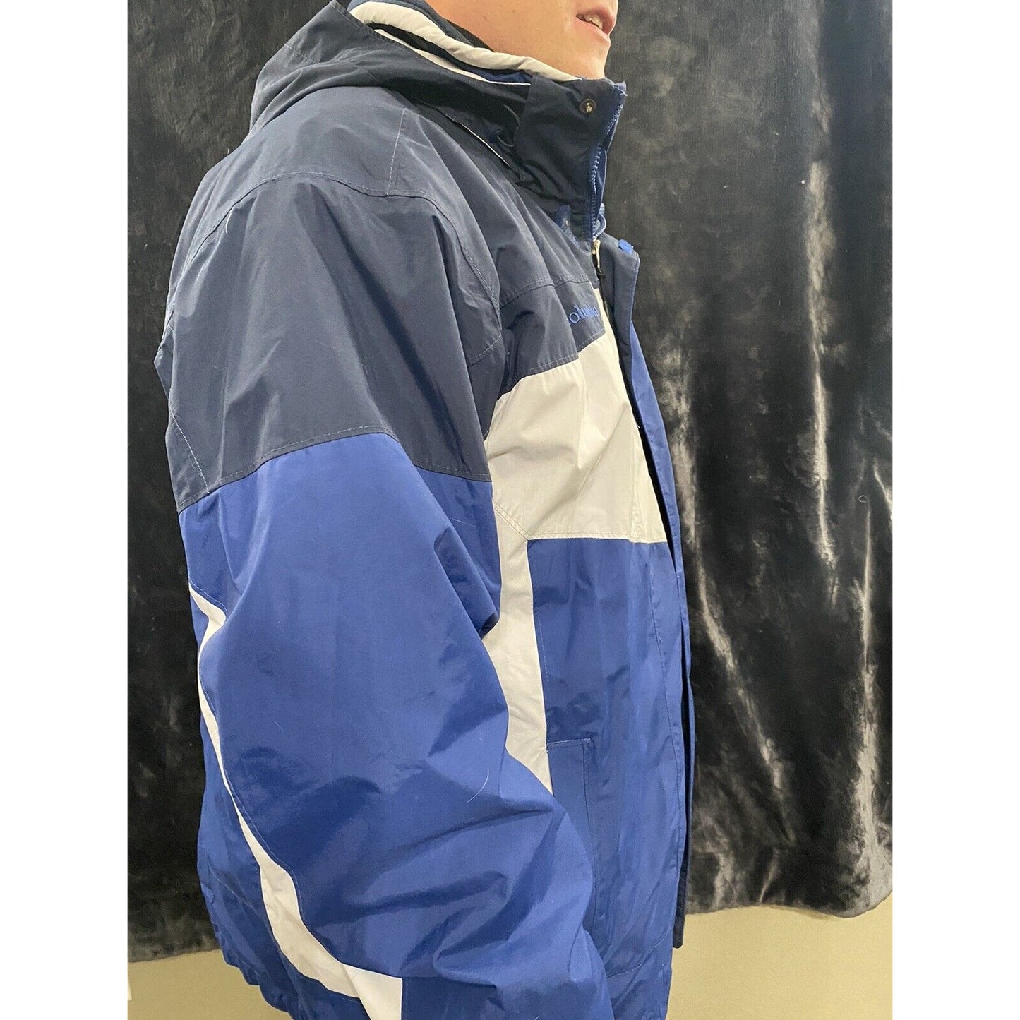 Vintage Columbia Bugaboo Mens XL Blue, Black & White Ski Full-zip Jacket