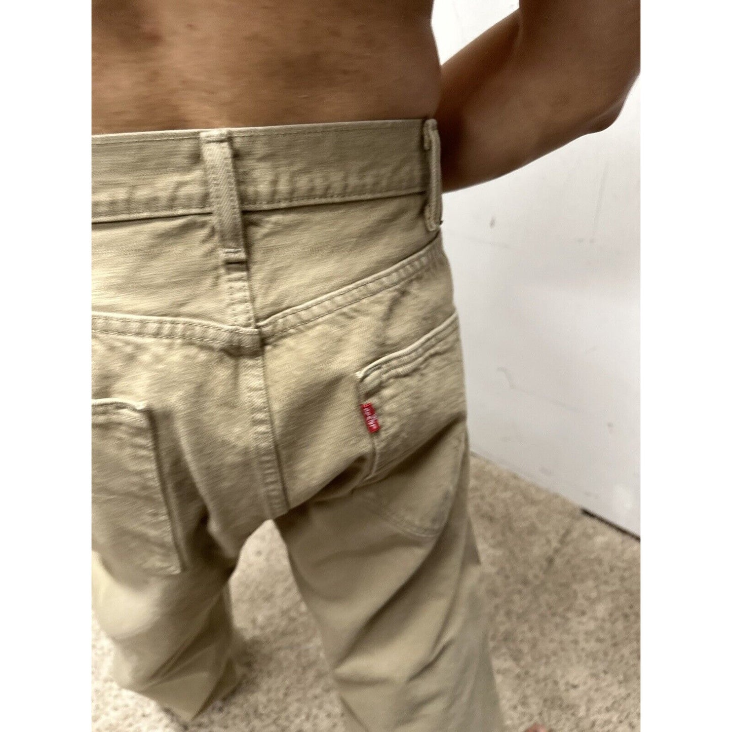 Levi's 501 Denim Beige Khaki Jeans - Size 40 X 32 Button Fly Lightweight Denim