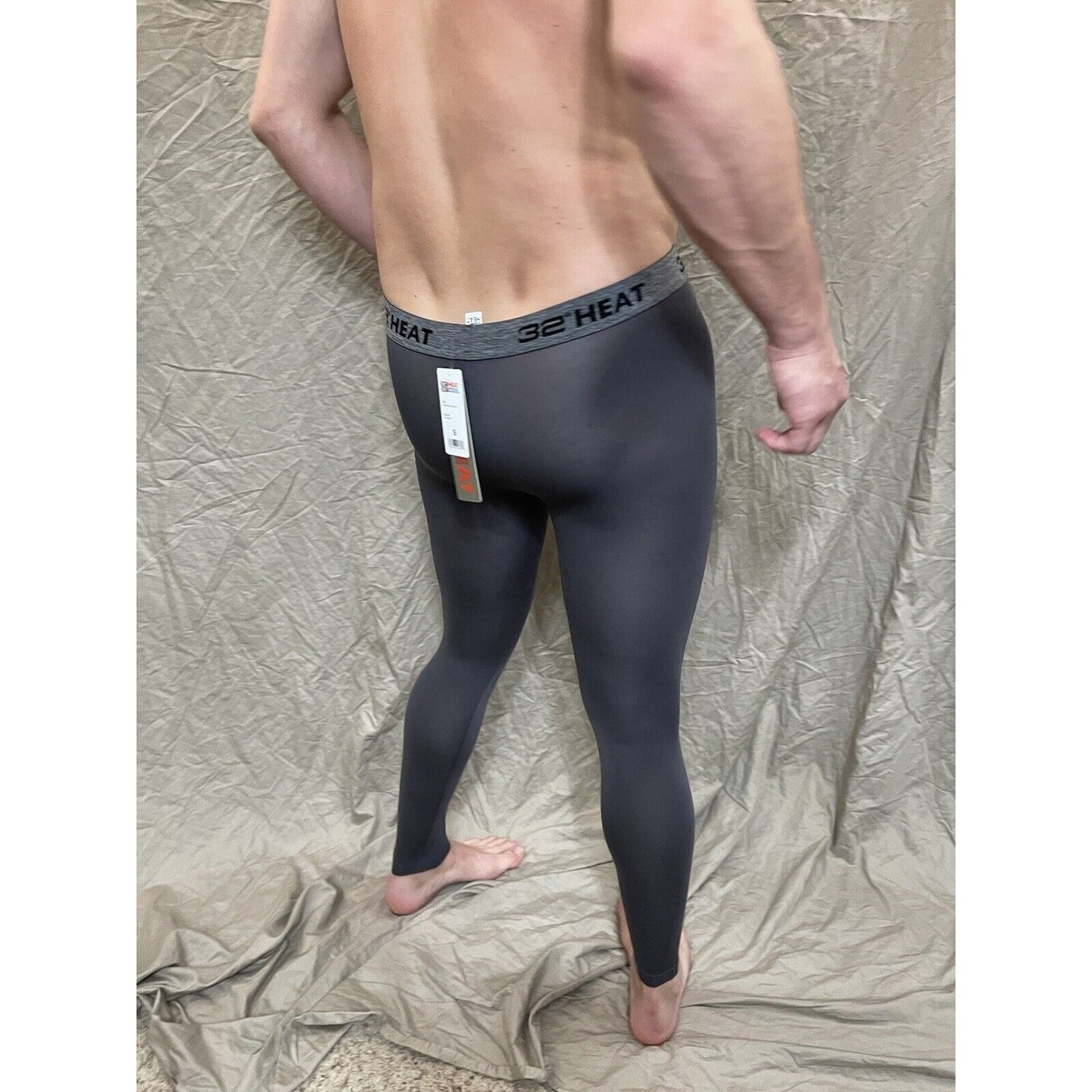 32 degree heat stingray gray compression leggings base layer long underwear small