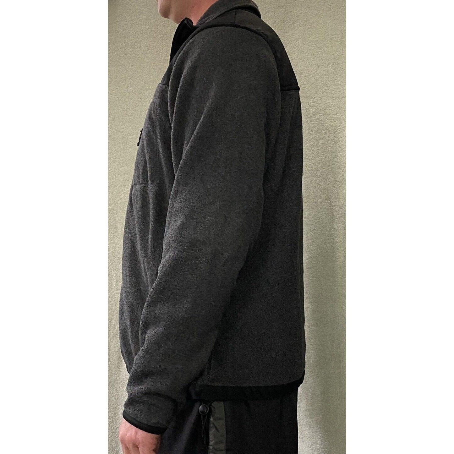 Old Navy Men's Large Black & Dark Gray Polyester-blend Zip-up Fleece Jacket