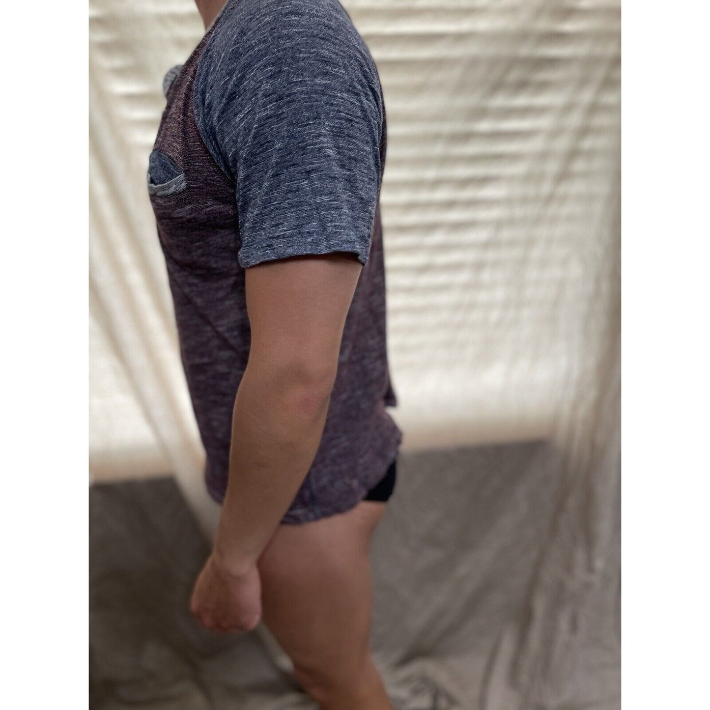 men's american republic large short sleeve button t-shirt maroon and gray