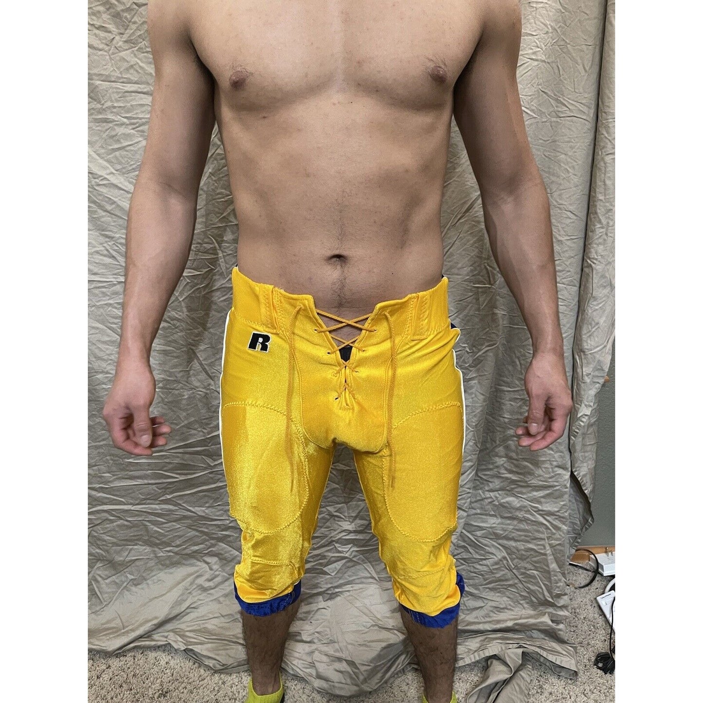men's gold/yellow/blue russell athletics size 34 football pants