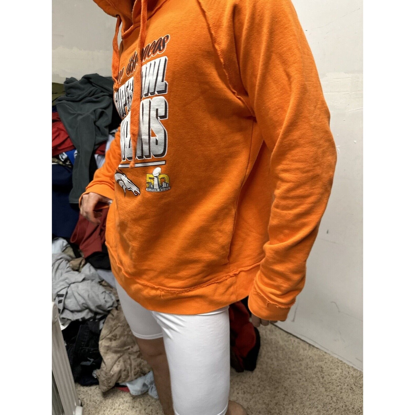 Woman’s NFL Team Apparel Denver Broncos 2015 Super Bowl Champions Orange Hoodie
