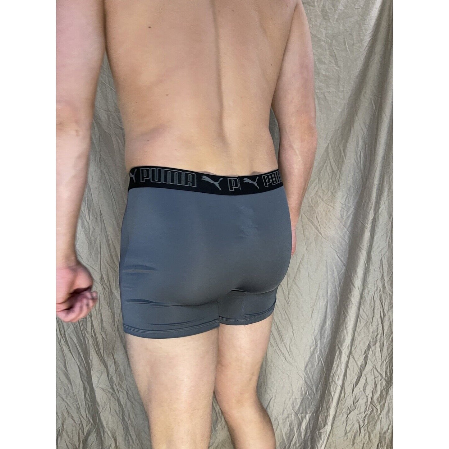 men's puma dark band gray medium compression boxer briefs