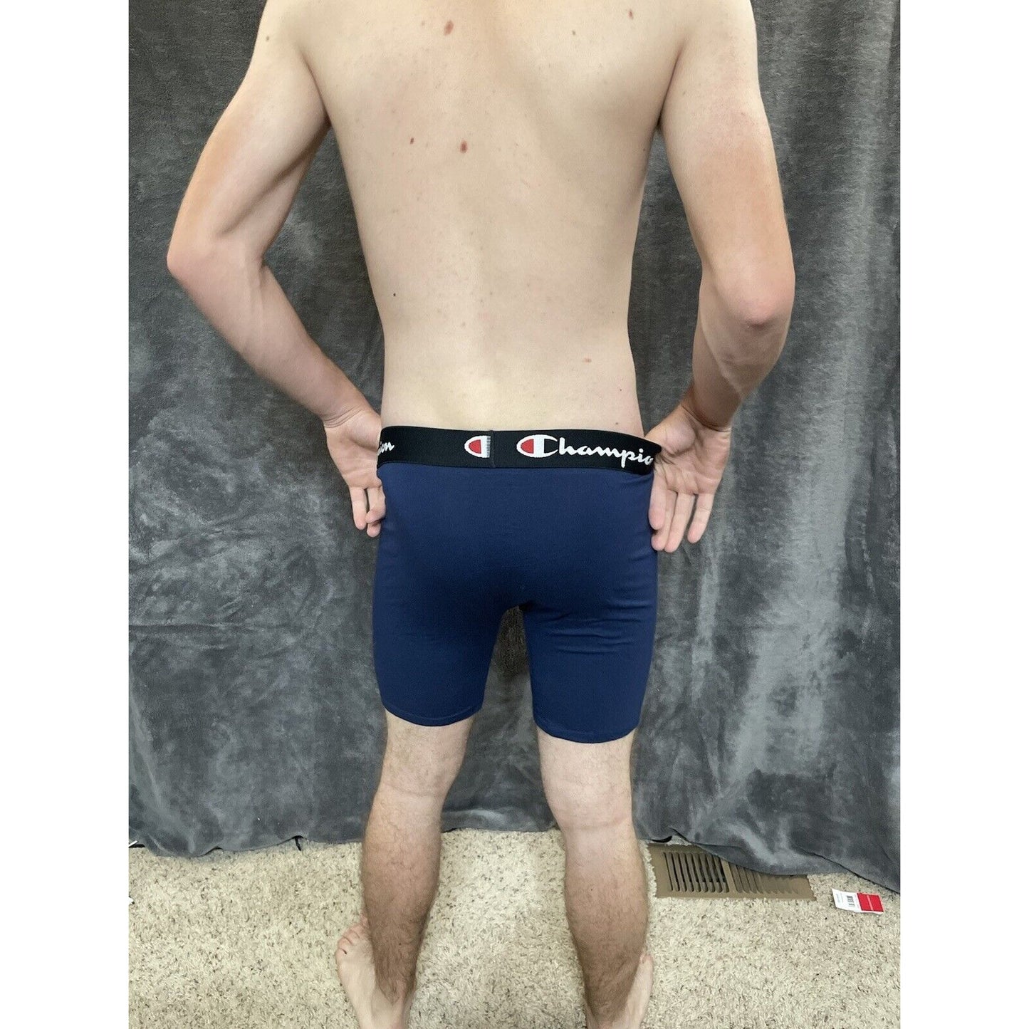 men's dark blue champion medium red lines boxer brief