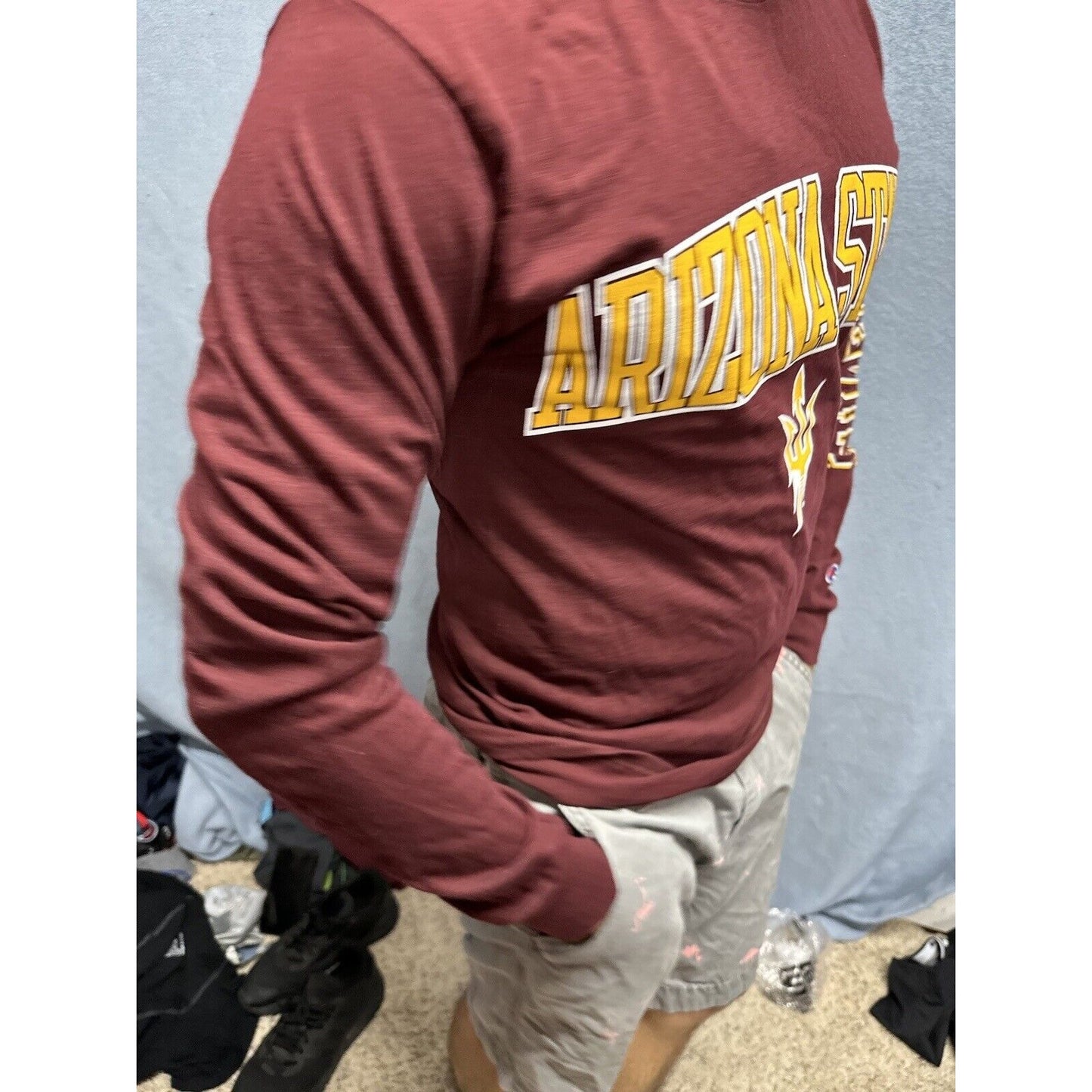 Men’s Maroon Champion Small Arizona Sun Devils Long Sleeve Shirt