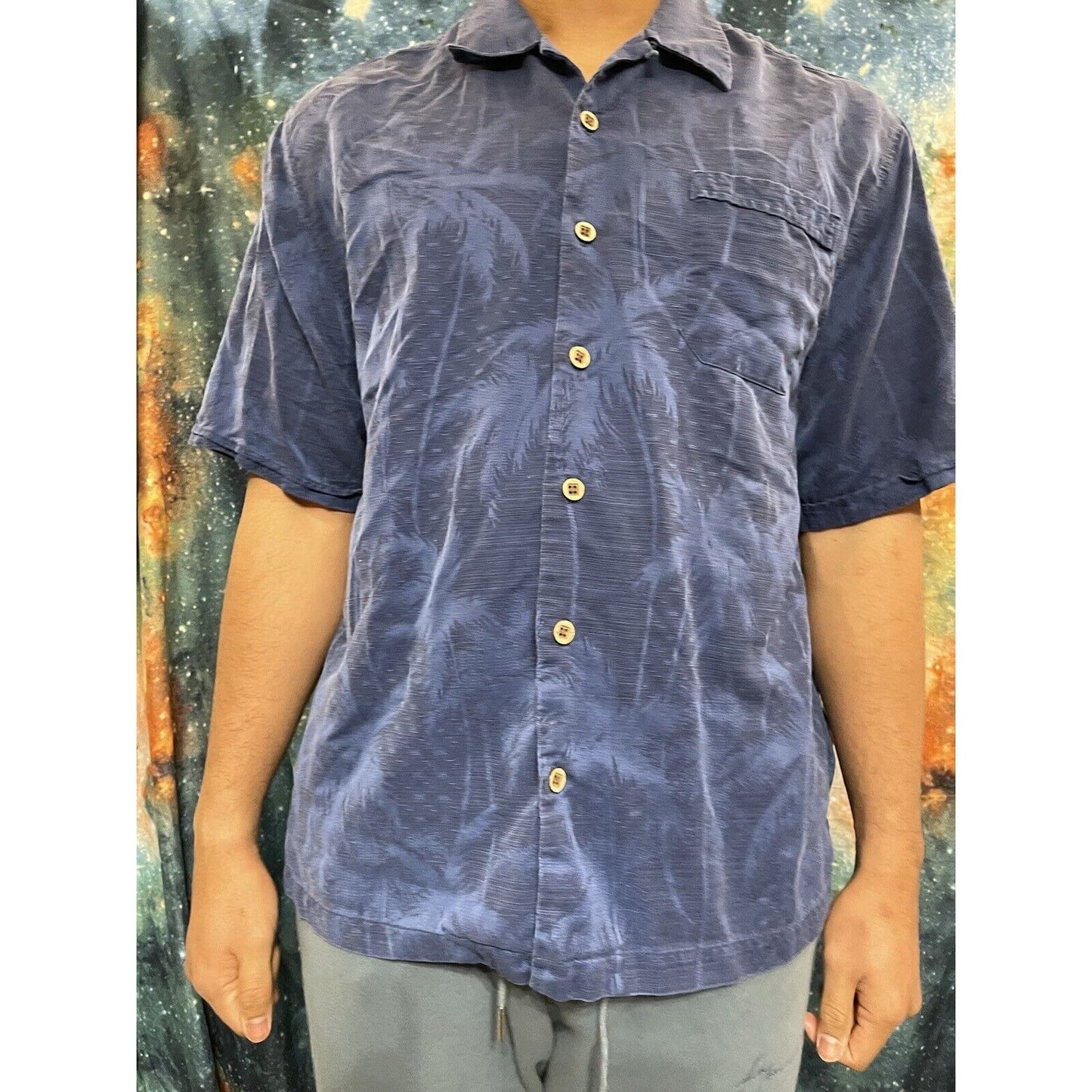 Jamaica Jaxx Blue Tropical Men’s Large button up short sleve shirt