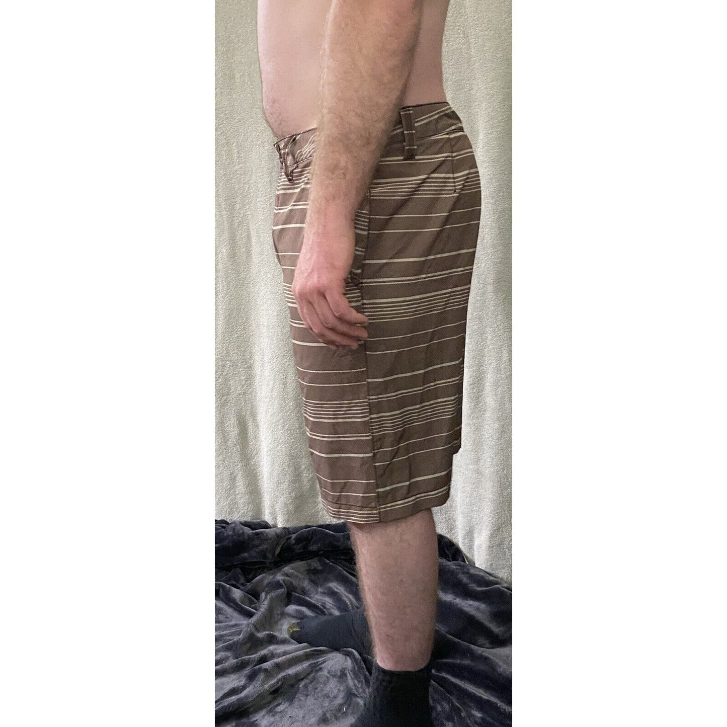 Kanu Surf Men’s Size 34 Brown Stripes Polyester-spandex Board Shorts
