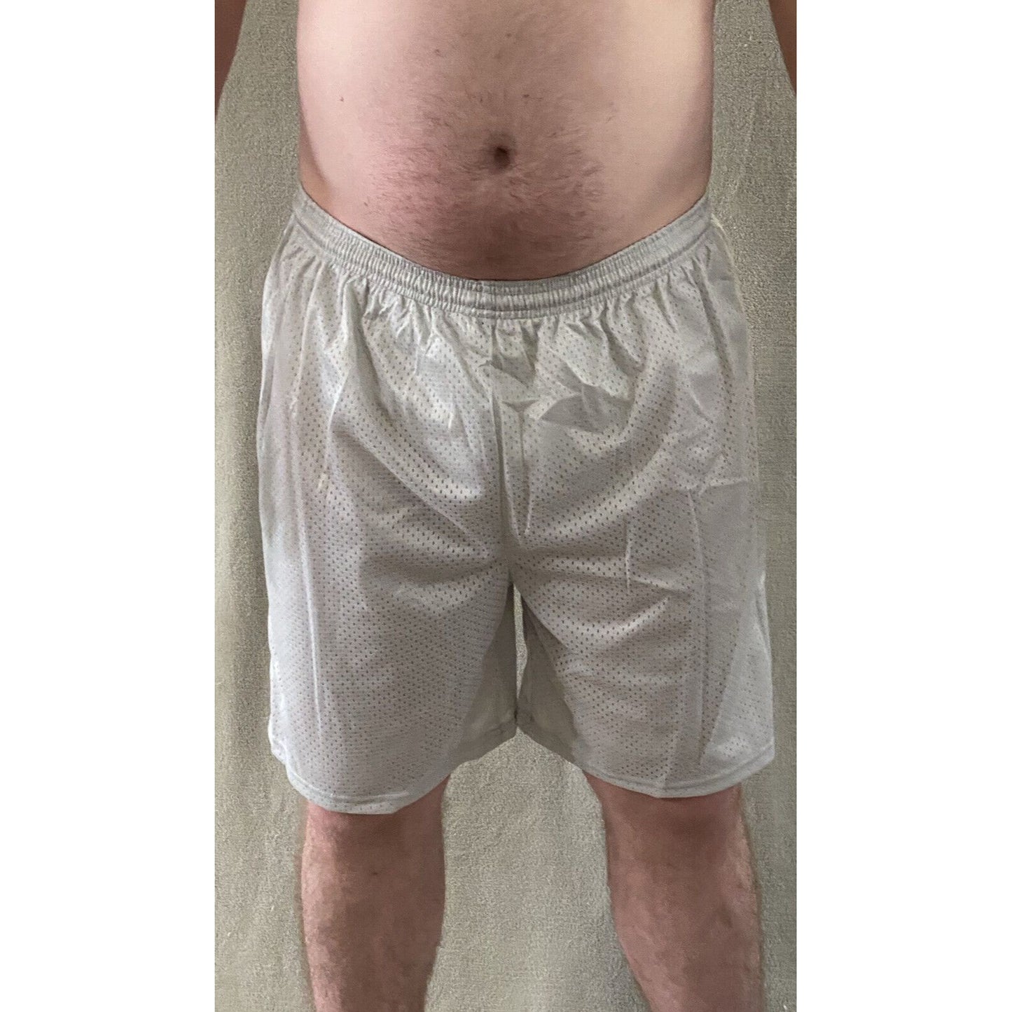 Soffe Men’s Large Silver Basketball Training Polyester Mesh Shorts