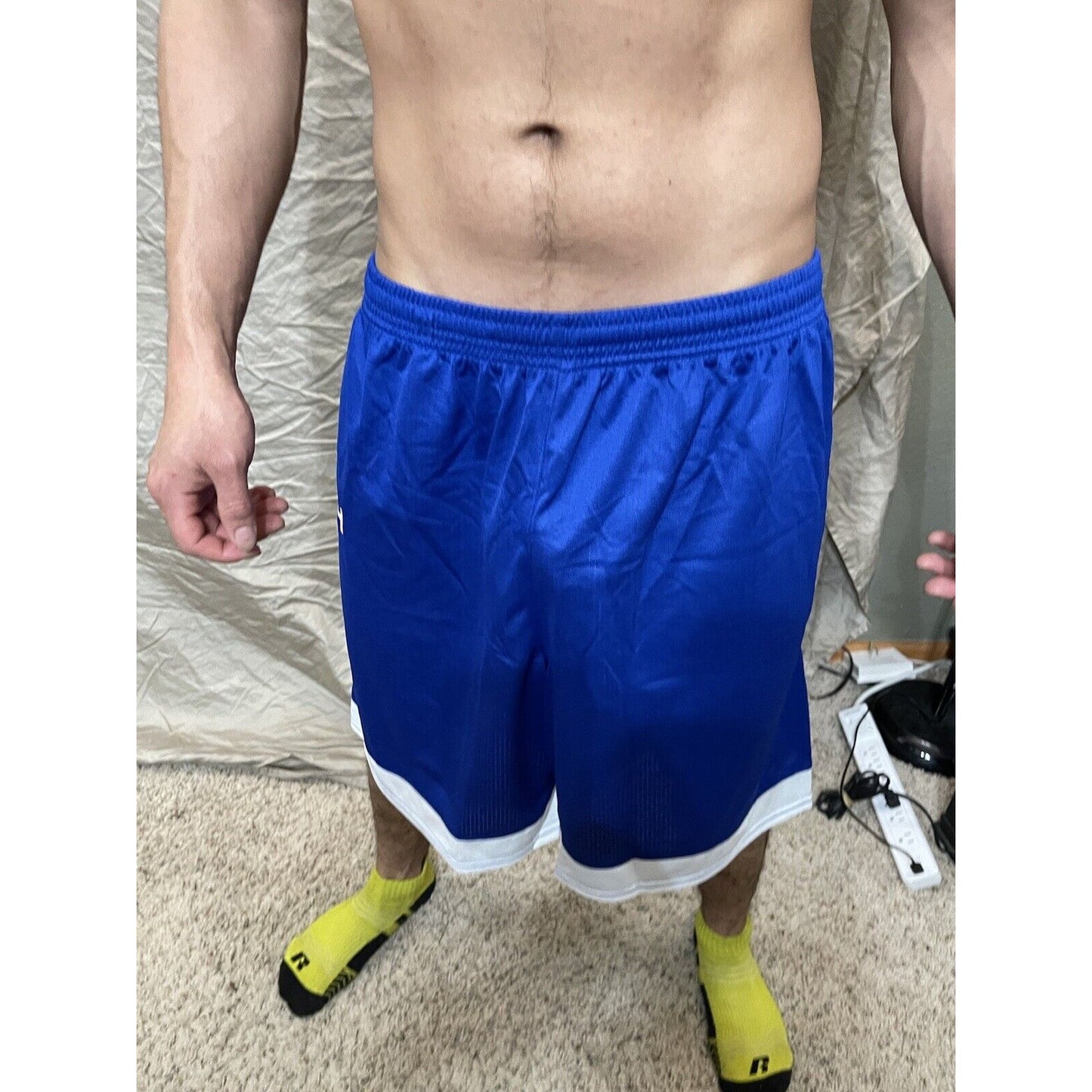 Boy's youth XL scarlet Royal Blue Under armour lacrosse style shorts