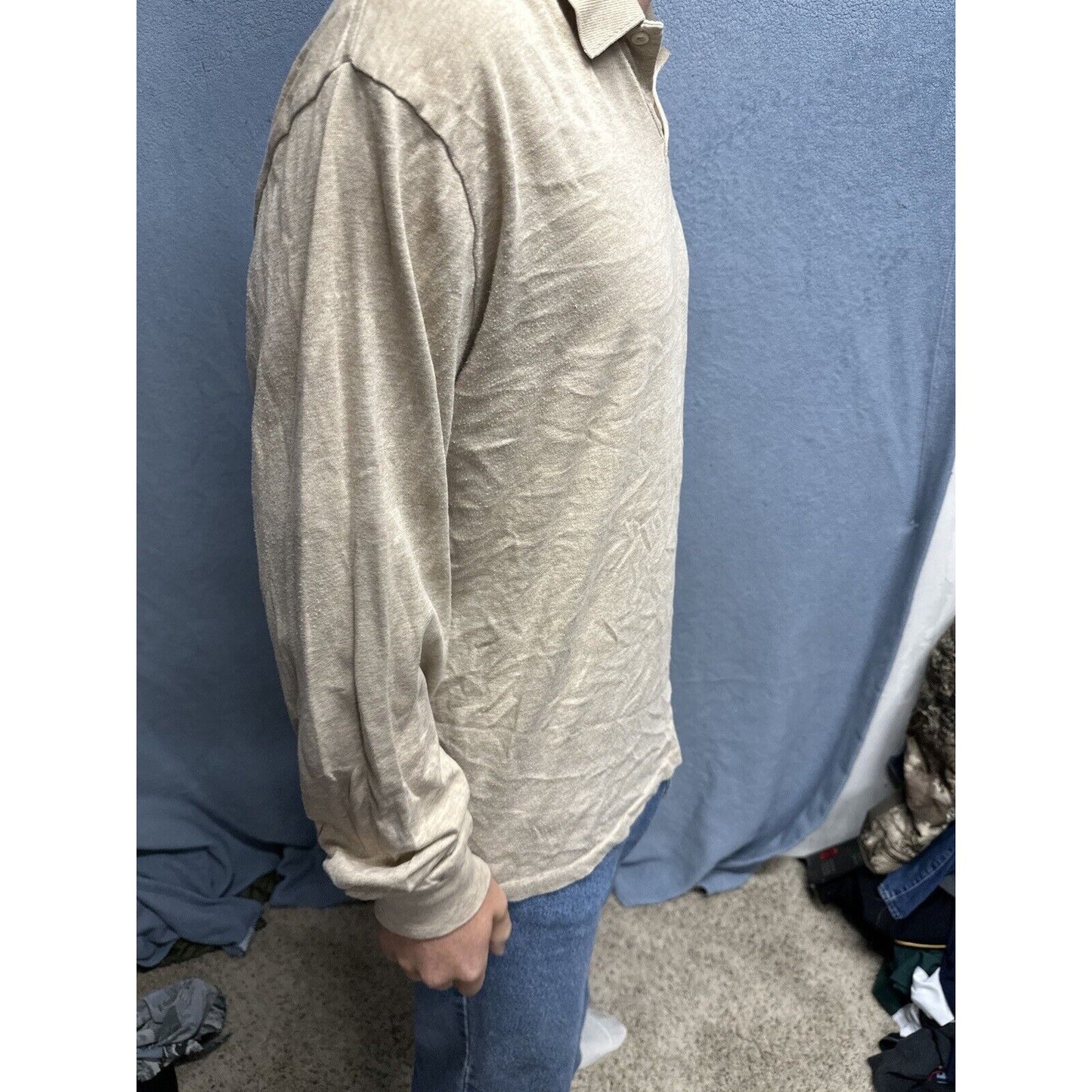 Men’s Tan Polo By Ralph Lauren Long Sleeve Large Long Sleeve Pullover Shirt