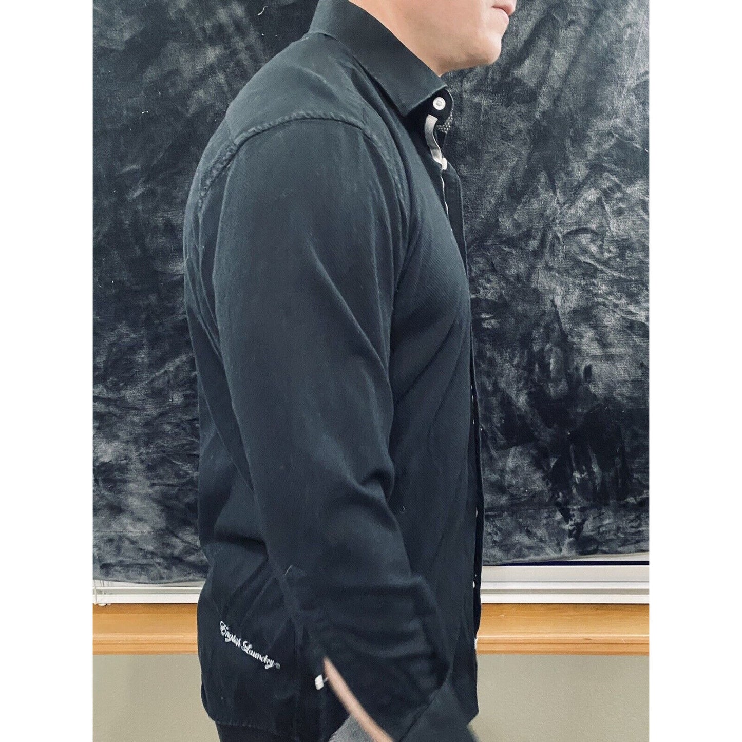 English Laundry by Christopher Wicks Men's Dress Shirt Size 16 1/2 32/33 Black