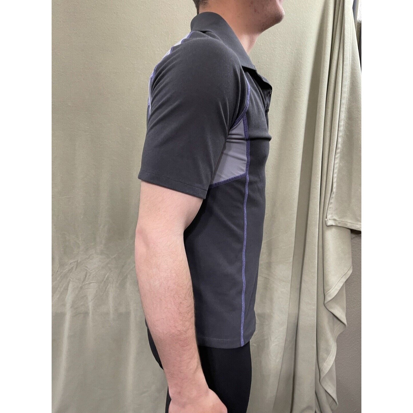 Cabela's XPG Medium Polo Shirt Top Short Sleeve Cool Phase Black Gray Purple