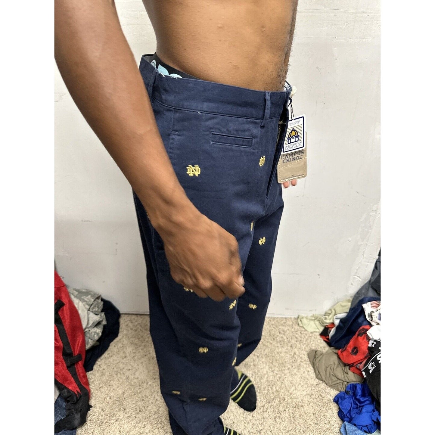 Men’s Notre Dame Size 32 Campus Chinos Pants Navy Blue